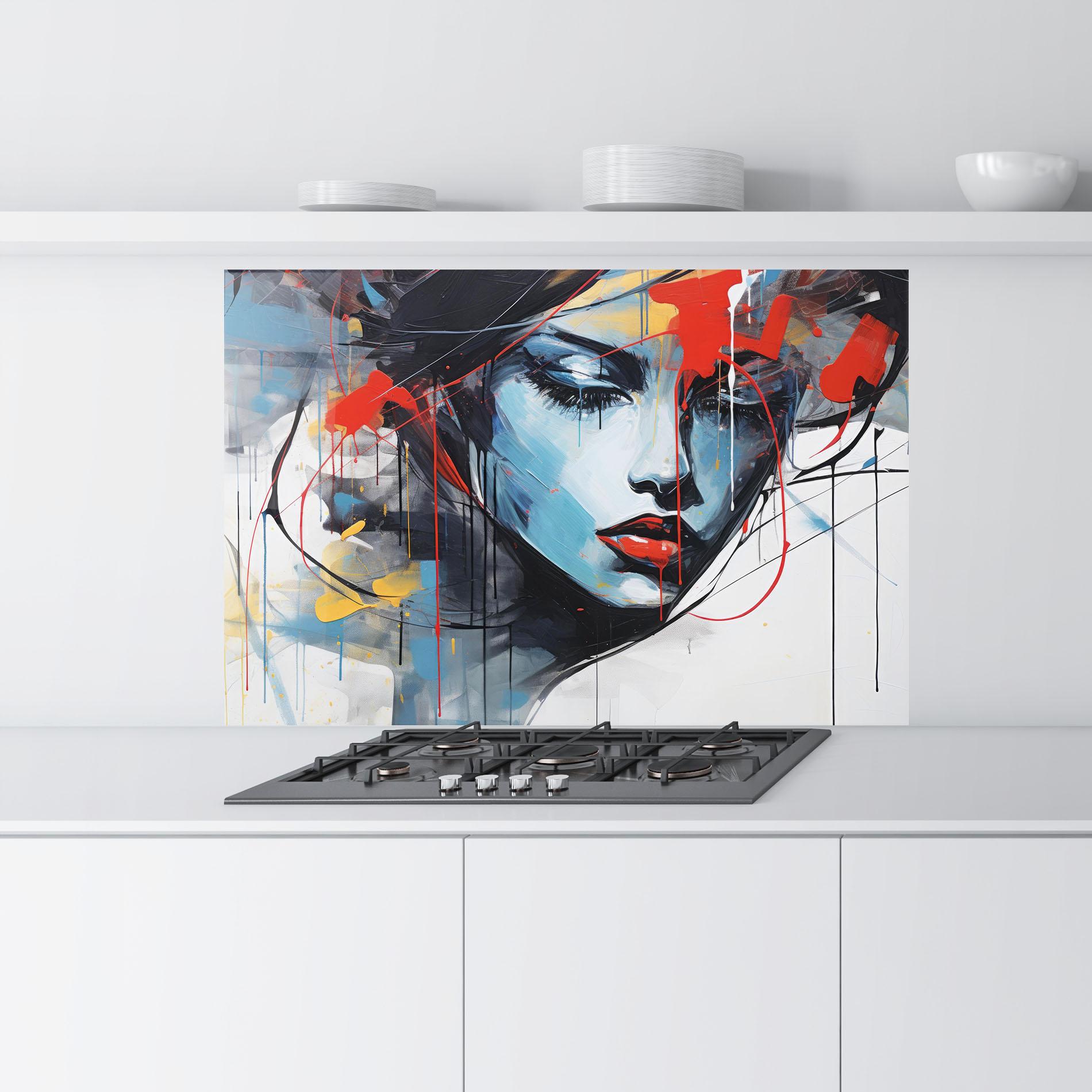 Panou Sticla Bucatarie Edgy Woman mockup 9