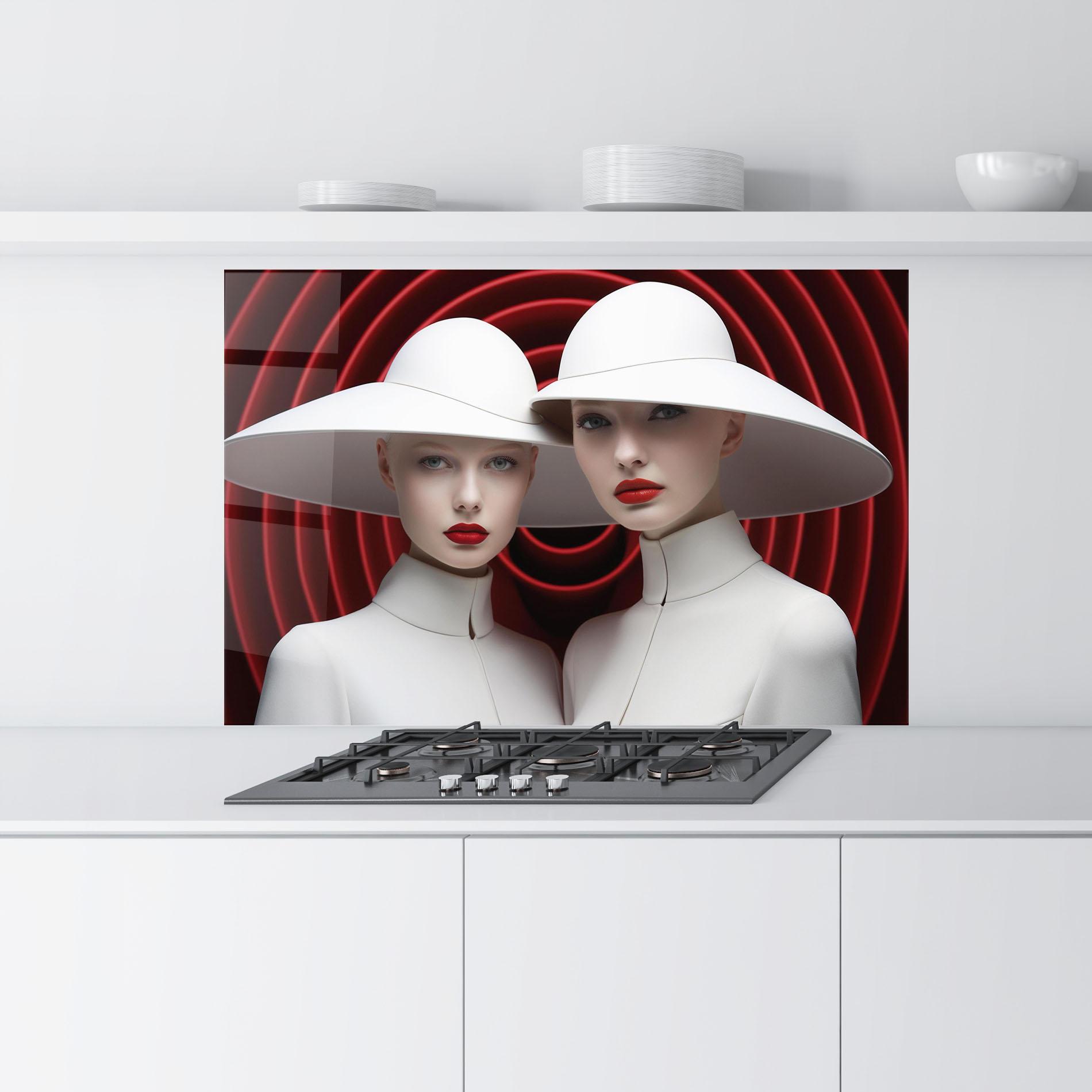 Panou Sticla Bucatarie White Hat Women mockup 9