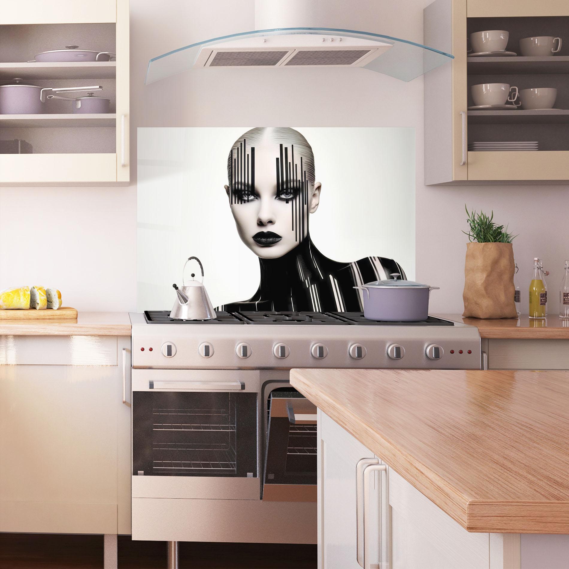 Panou Sticla Bucatarie Black Lips And Outfit mockup 1