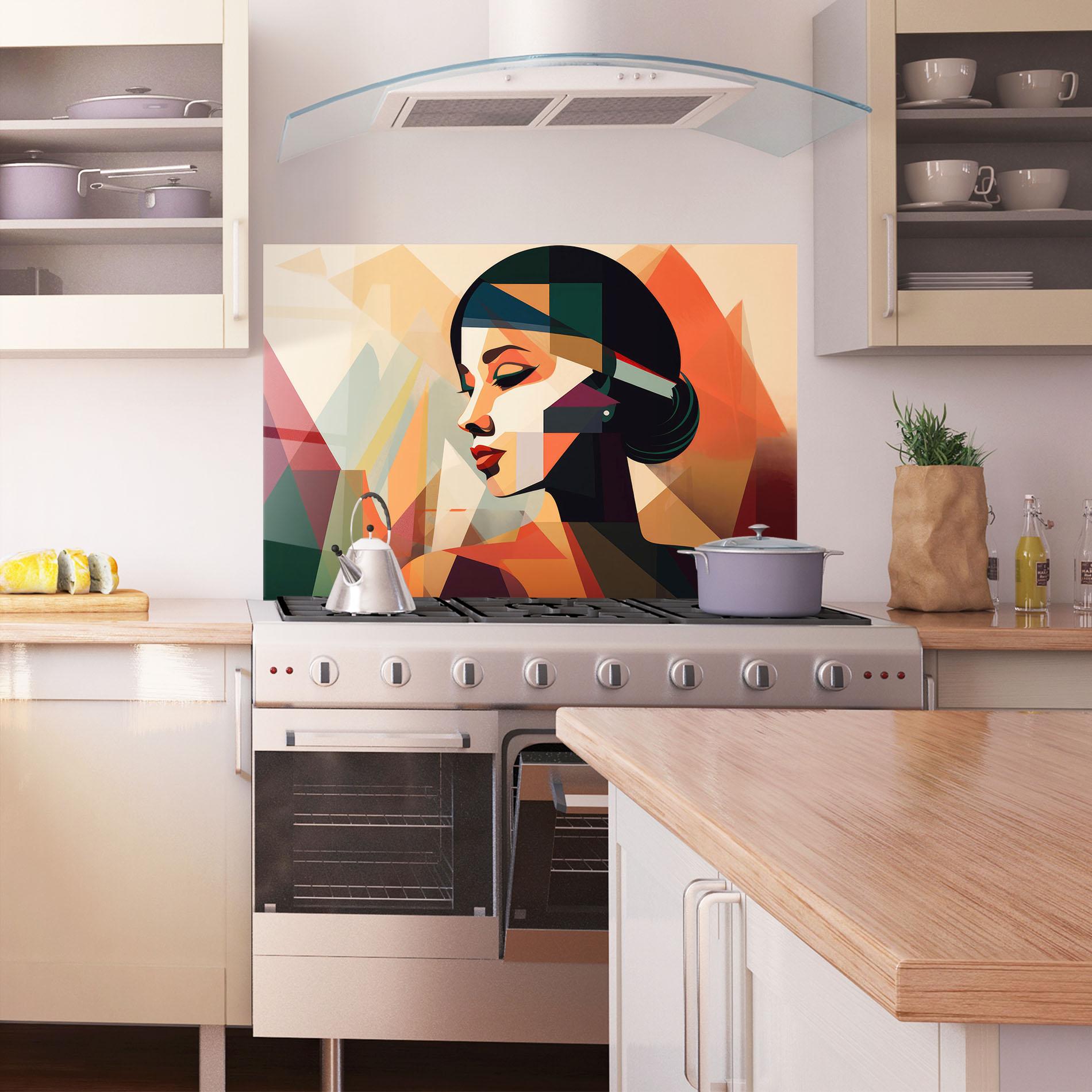 Panou Sticla Bucatarie Bold Shapes Lines mockup 1