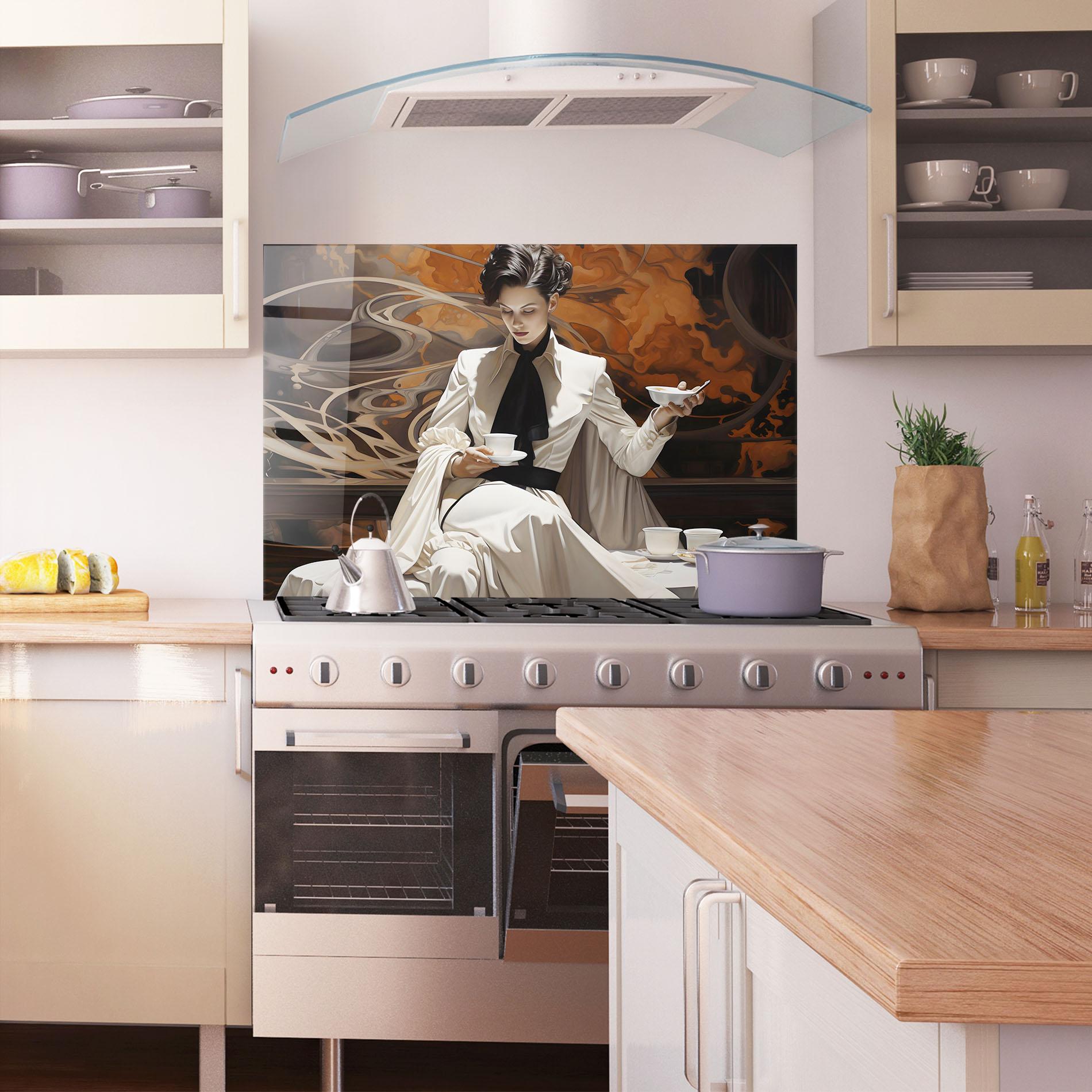 Panou Sticla Bucatarie Coffee Woman mockup 1