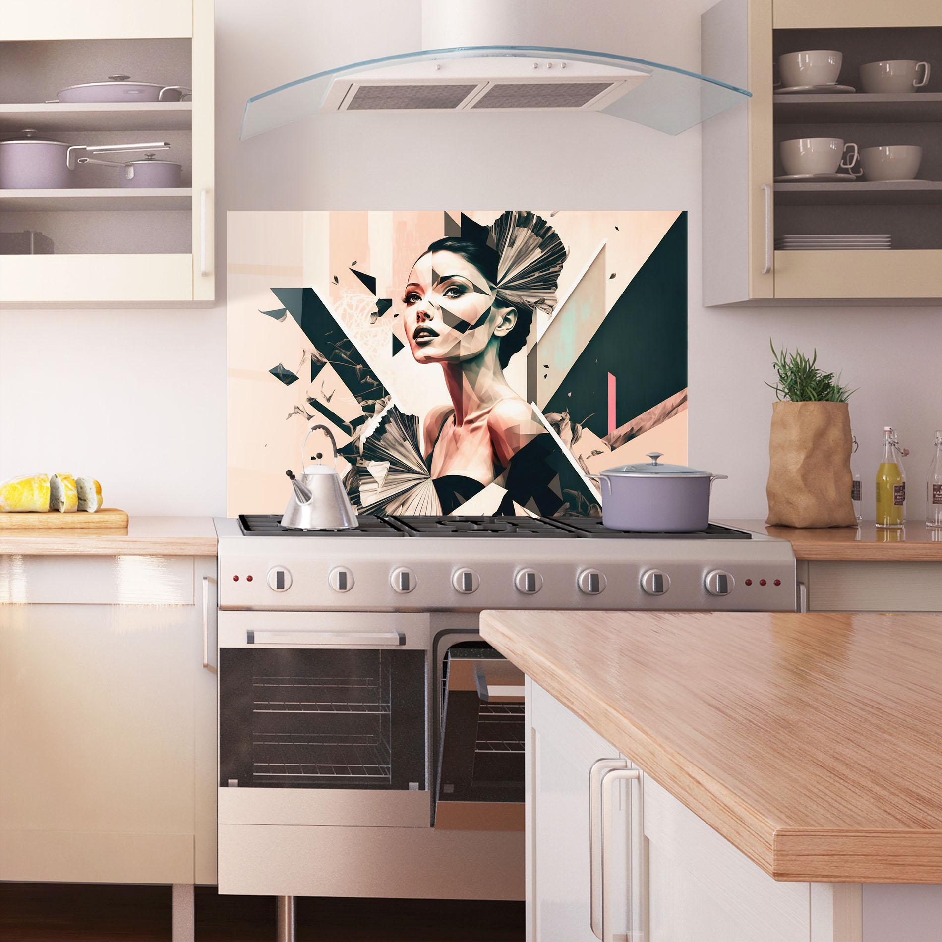 Panou Sticla Bucatarie Fashionista Design mockup 1