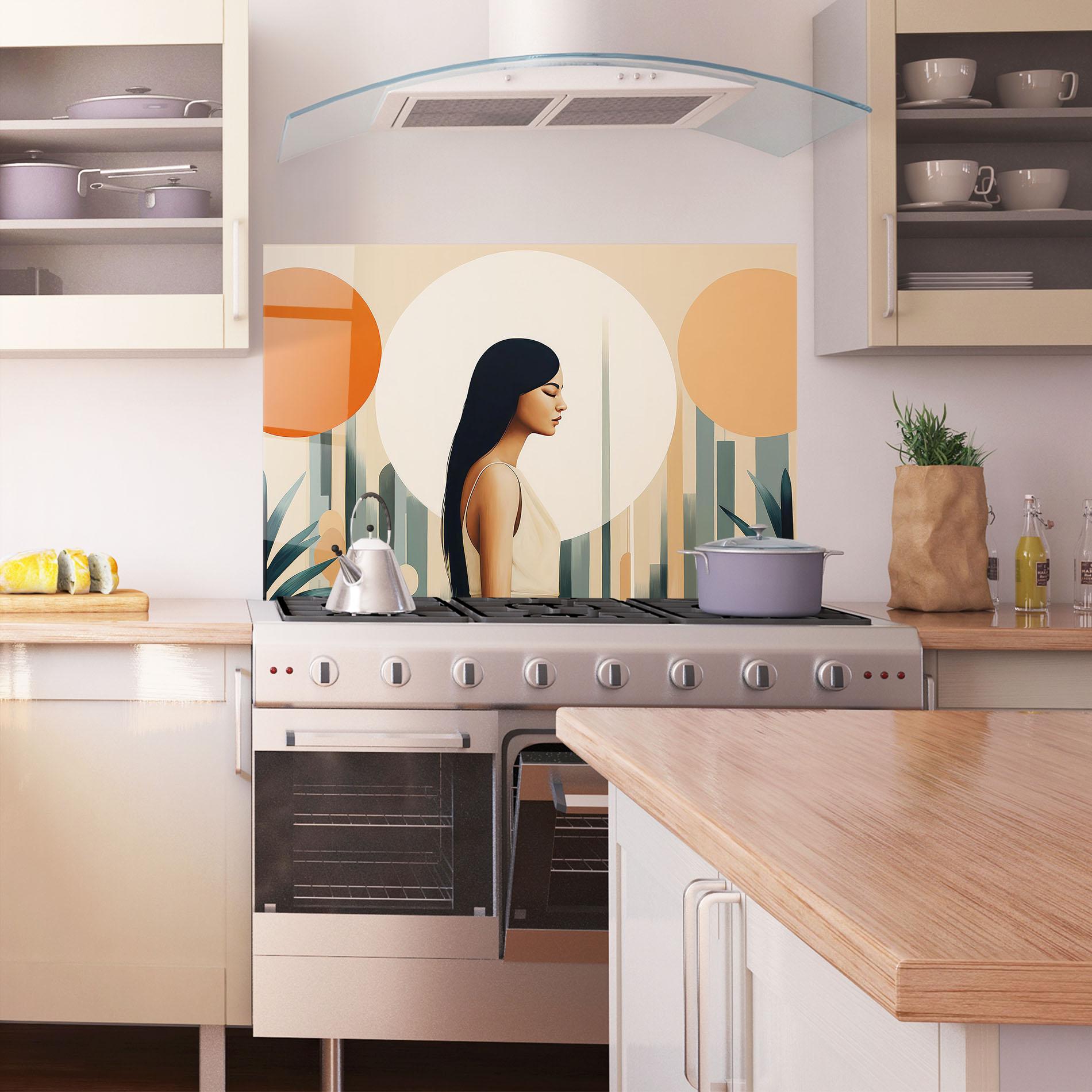 Panou Sticla Bucatarie Geometric Women mockup 1