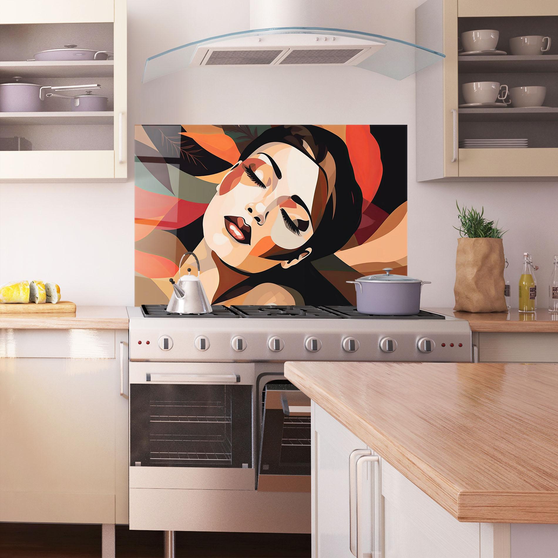 Panou Sticla Bucatarie Modern Makeup mockup 1