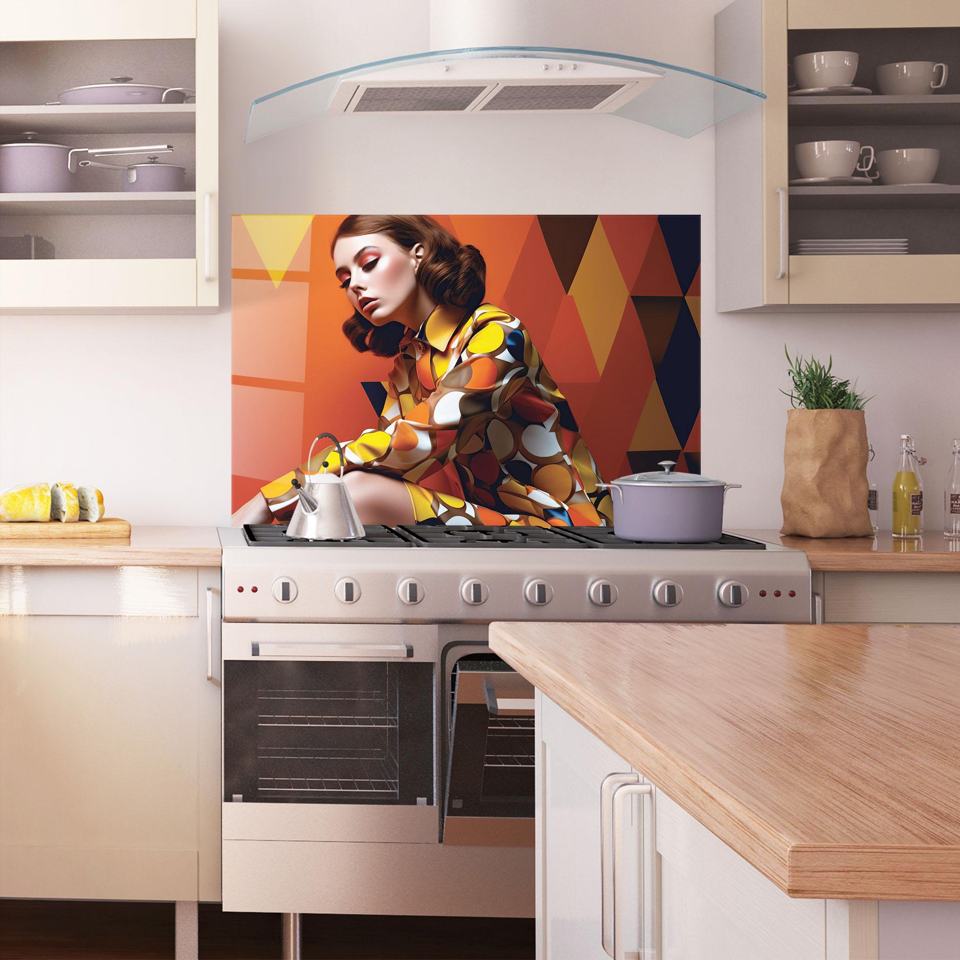 Panou Sticla Bucatarie Orange Fashion Design mockup 1