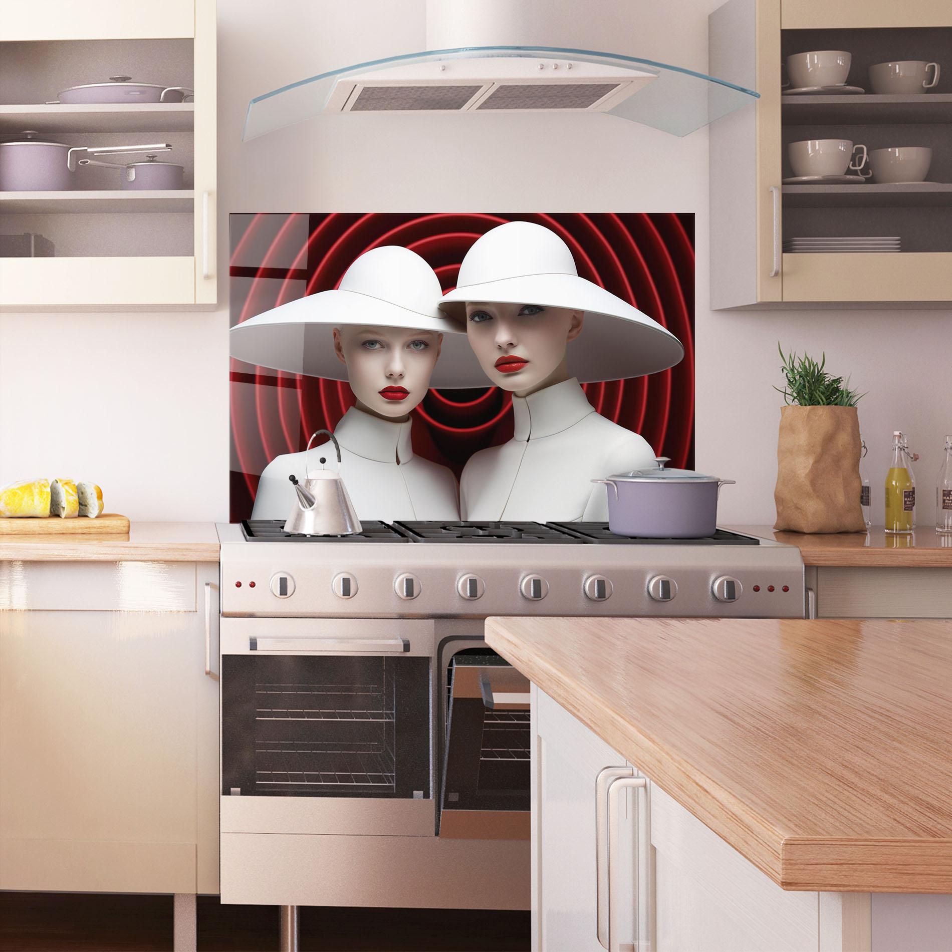 Panou Sticla Bucatarie White Hat Women mockup 1