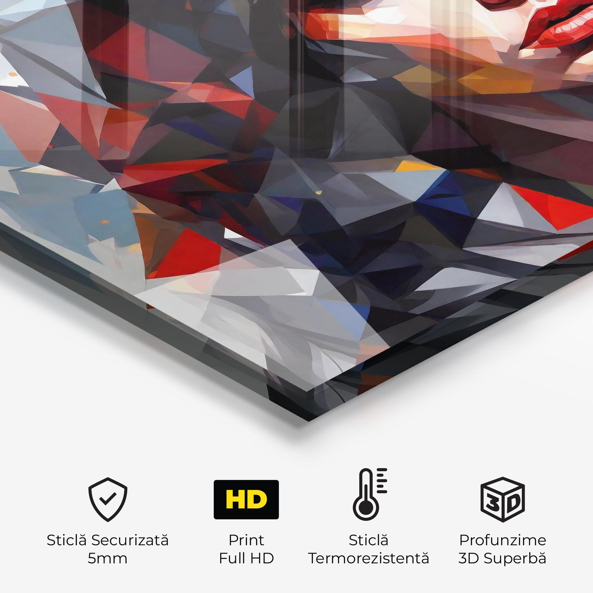 Panou Sticla Bucatarie Colorful Polygonal Woman mockup 2