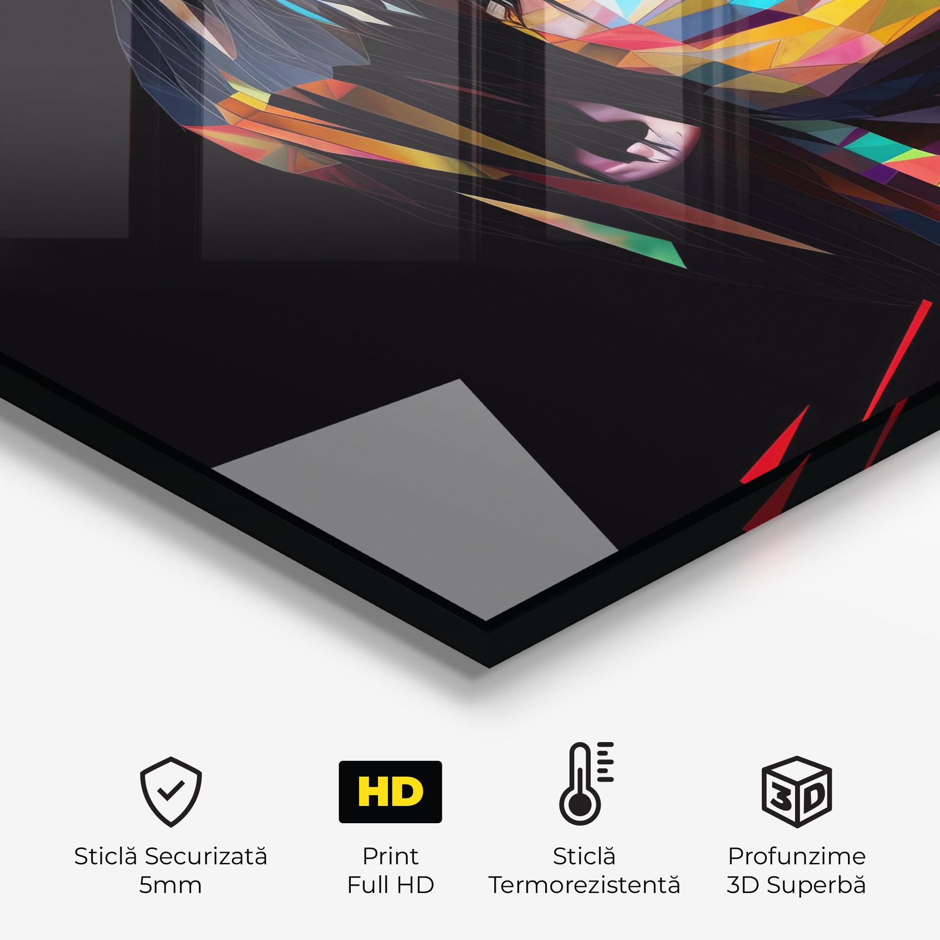 Panou Sticla Bucatarie Glitchy Woman mockup 2