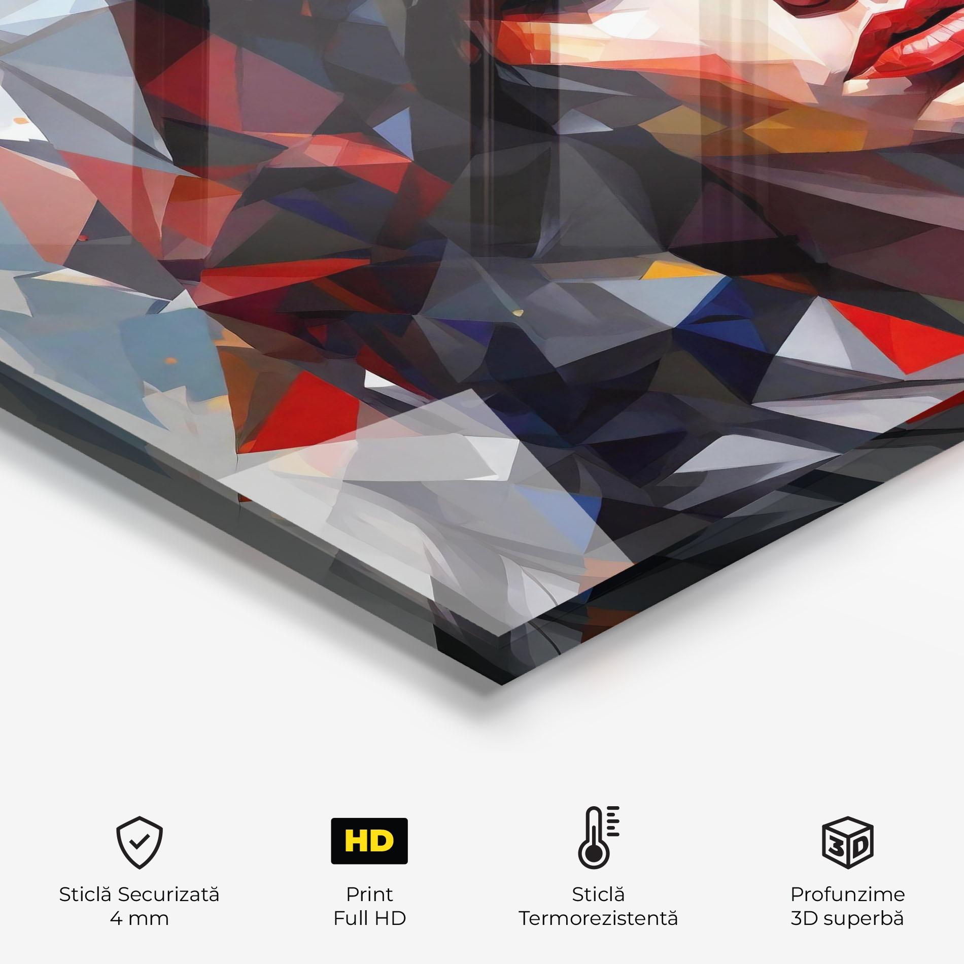 Panou Sticla Bucatarie Colorful Polygonal Woman mockup 2