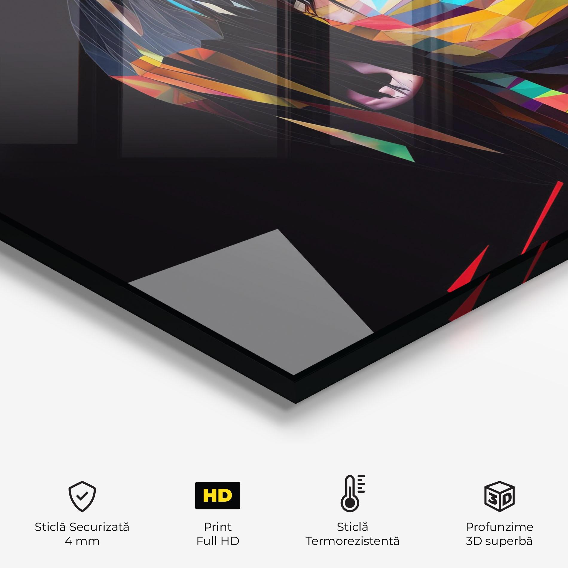 Panou Sticla Bucatarie Glitchy Woman mockup 2