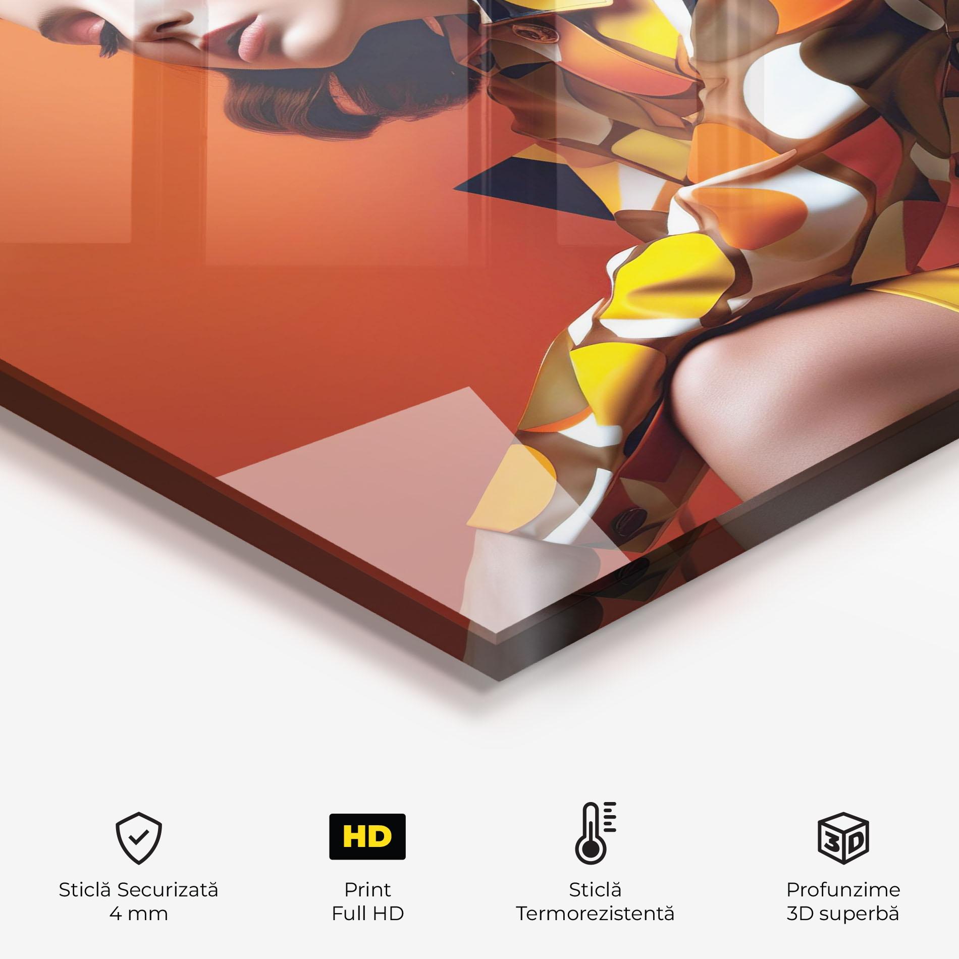 Panou Sticla Bucatarie Orange Fashion Design mockup 2