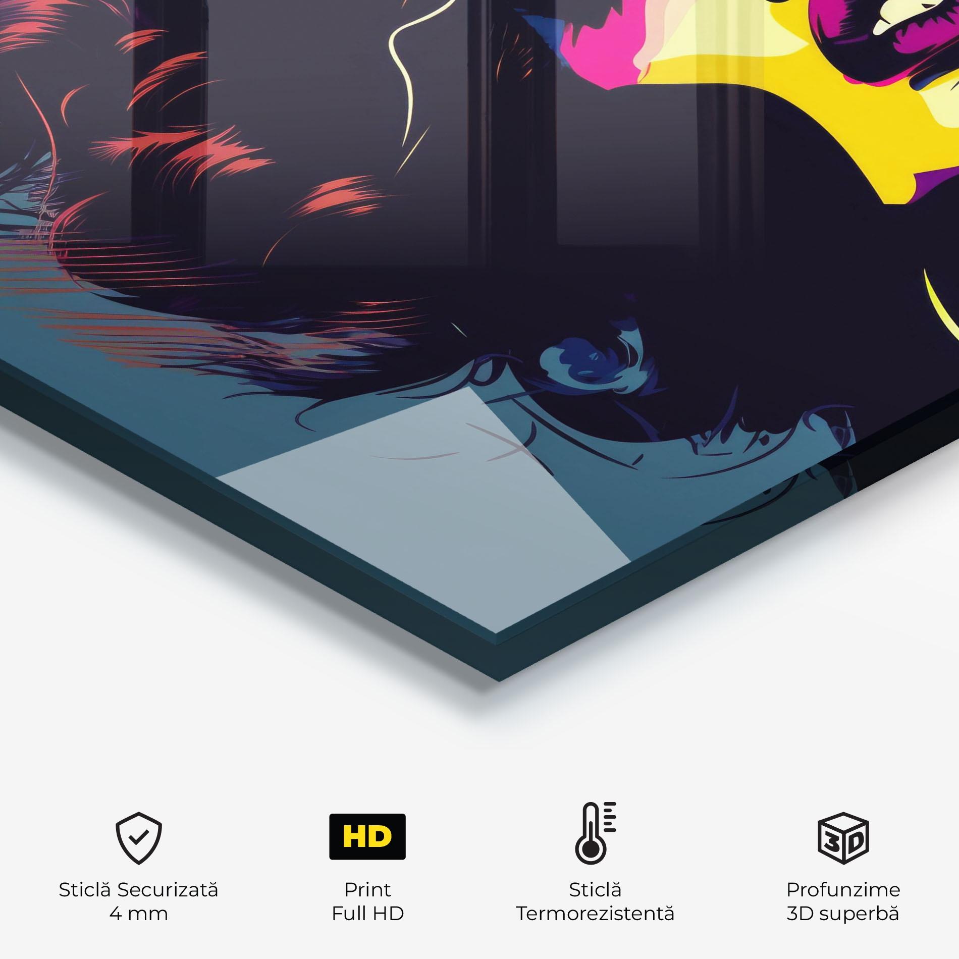 Panou Sticla Bucatarie Pop Art Portrait Woman mockup 2