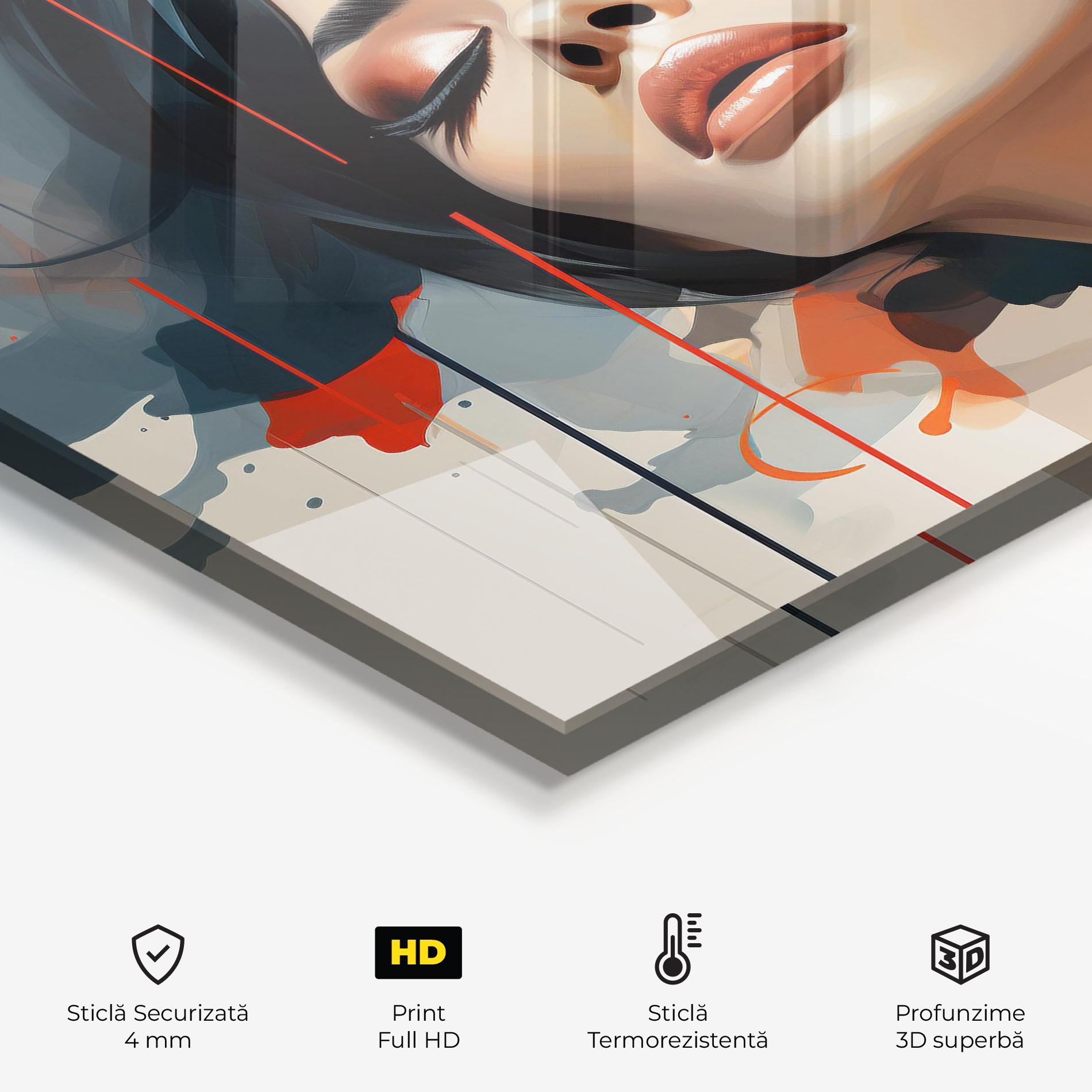 Panou Sticla Bucatarie Pretty Woman On Red mockup 2