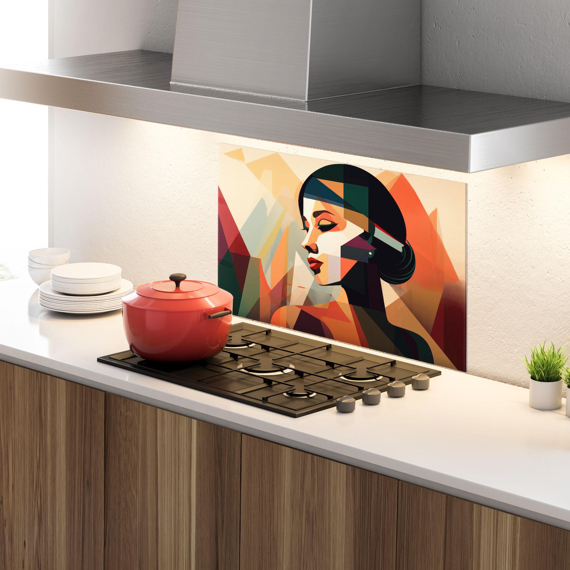 Panou Sticla Bucatarie Bold Shapes Lines mockup 4