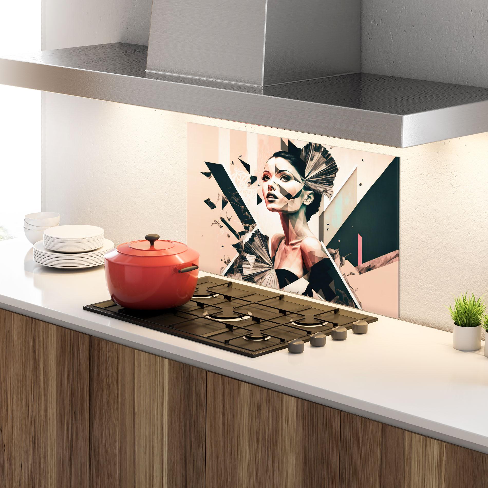 Panou Sticla Bucatarie Fashionista Design mockup 4