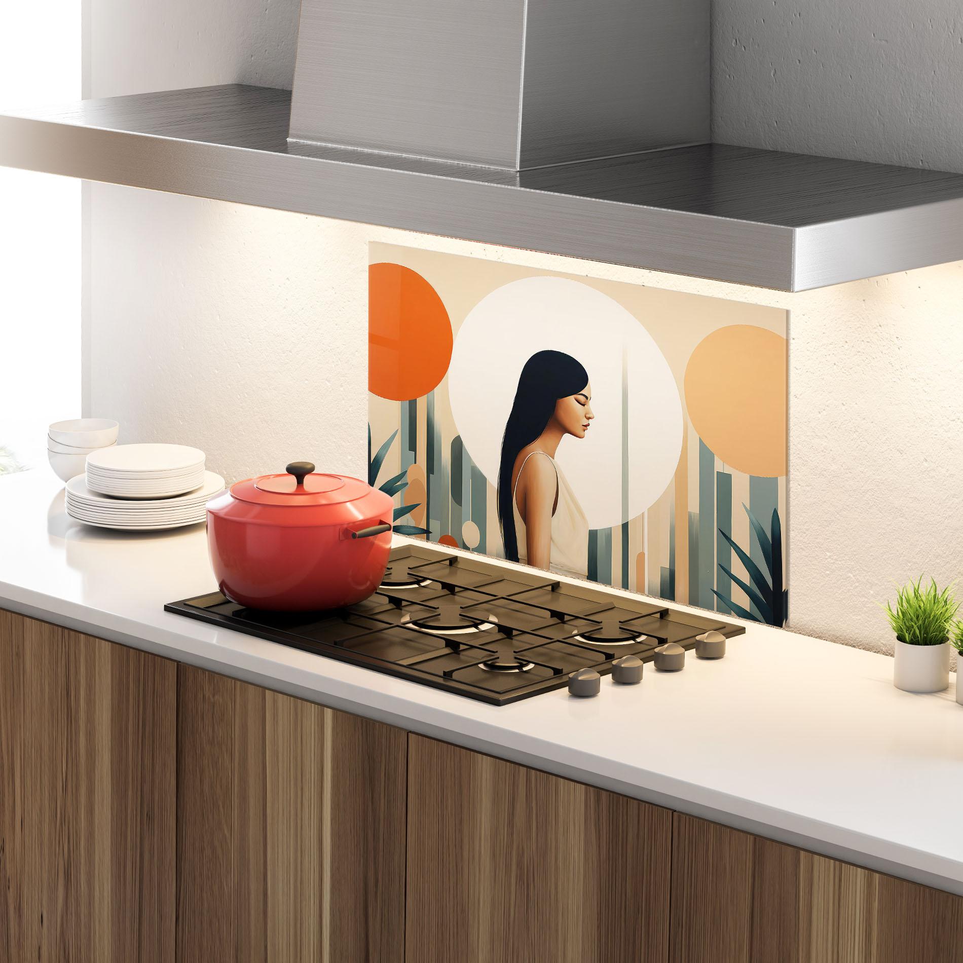 Panou Sticla Bucatarie Geometric Women mockup 4