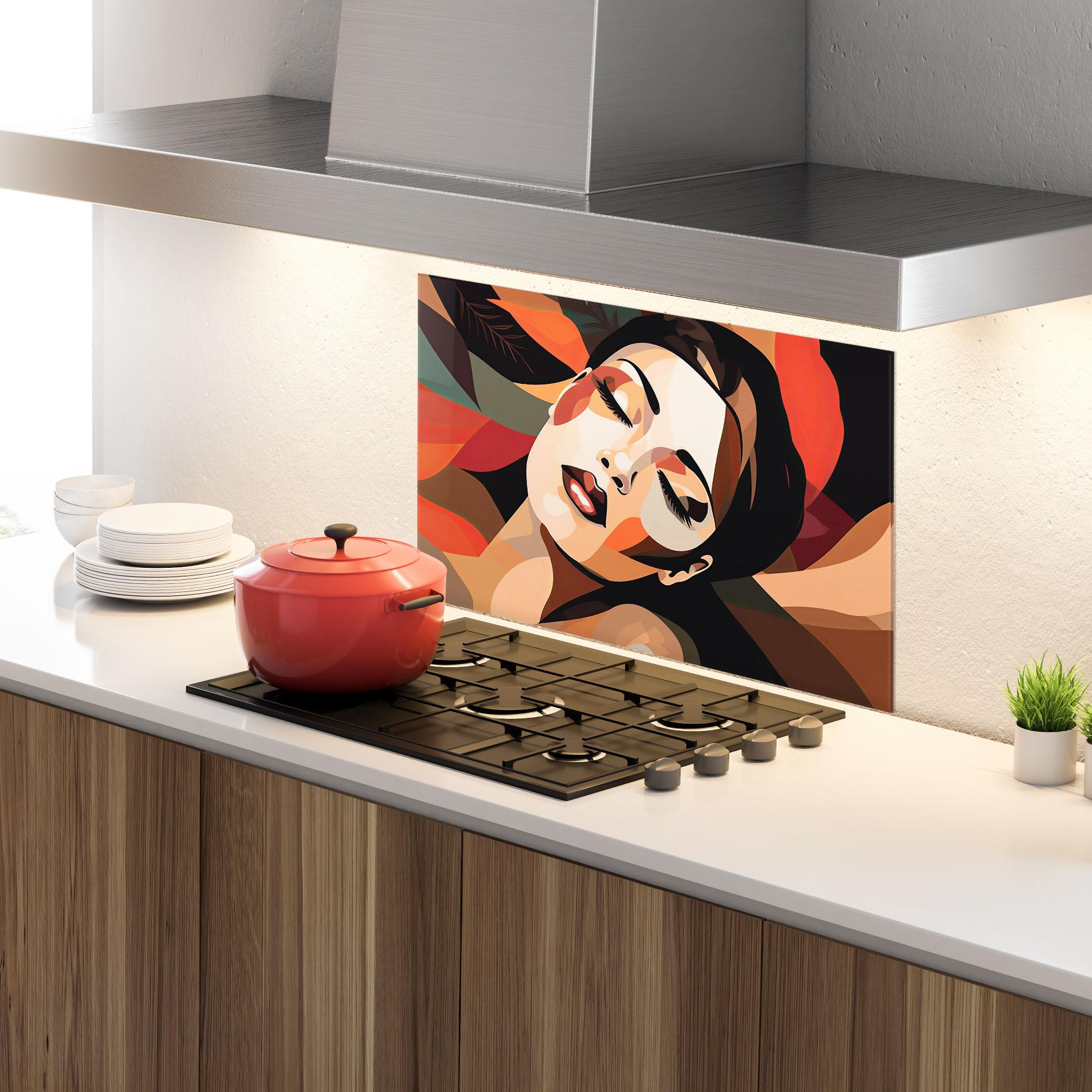 Panou Sticla Bucatarie Modern Makeup mockup 4