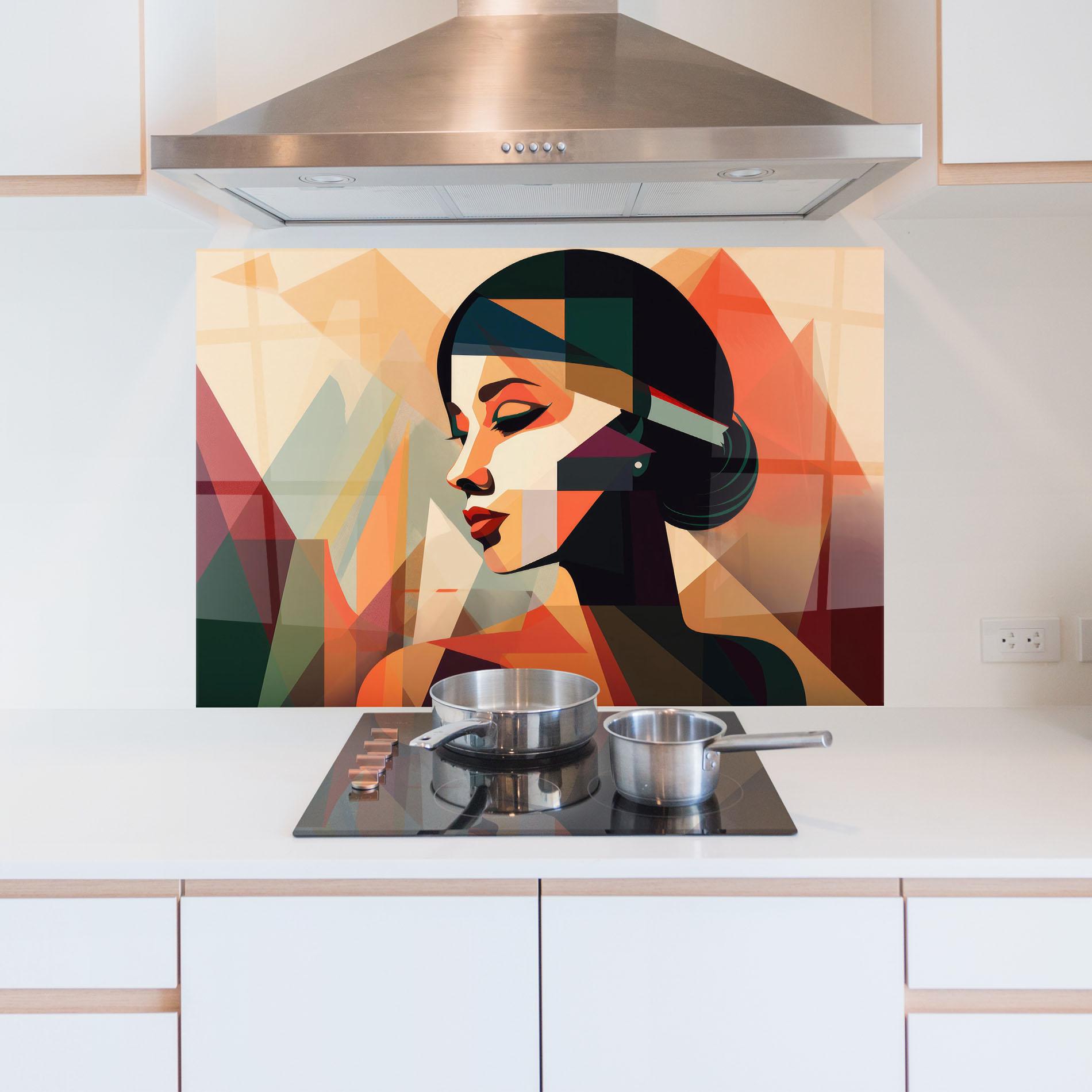 Panou Sticla Bucatarie Bold Shapes Lines mockup 5