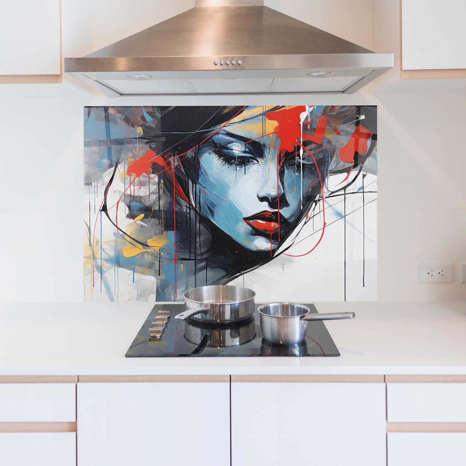 Panou Sticla Bucatarie Edgy Woman mockup 5
