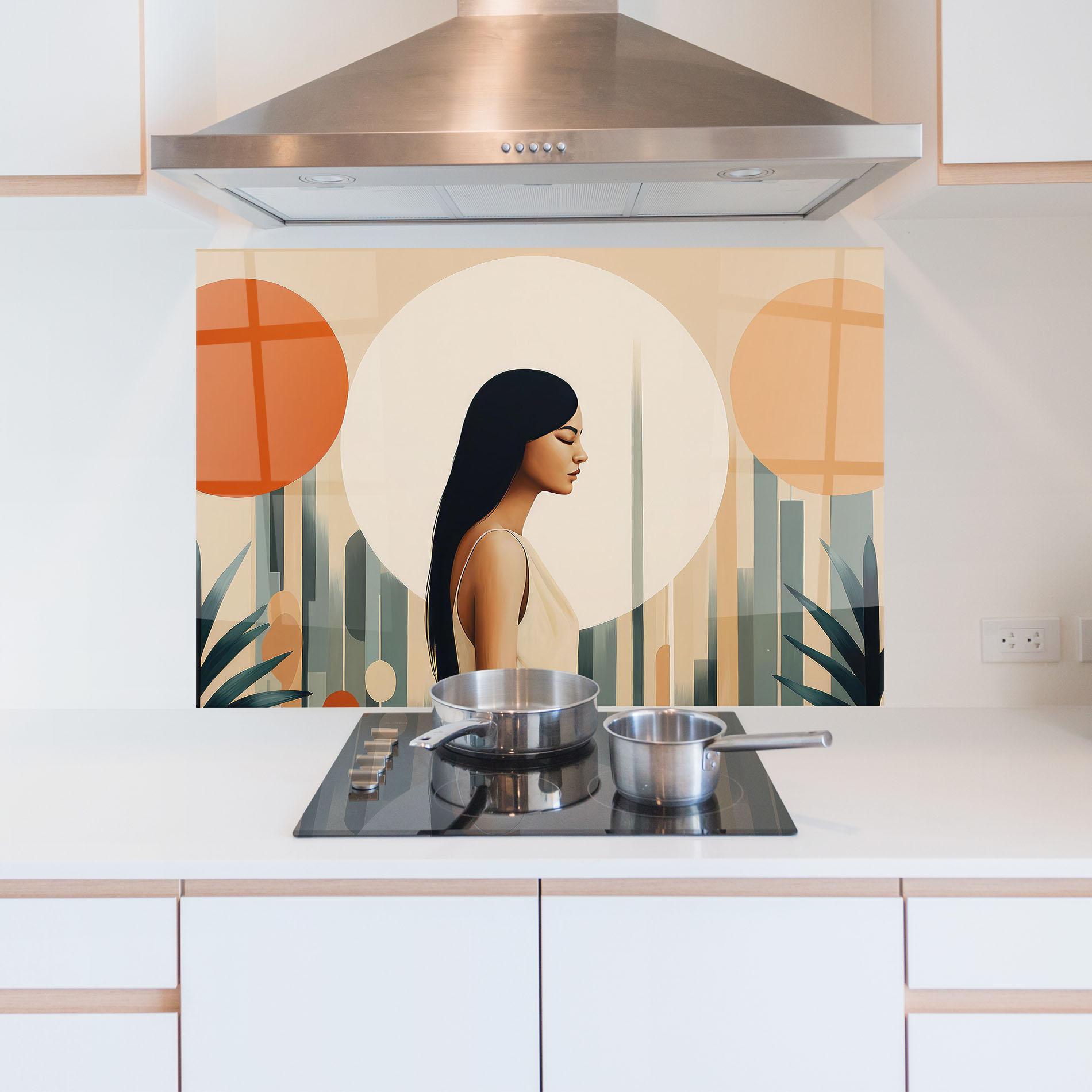 Panou Sticla Bucatarie Geometric Women mockup 5