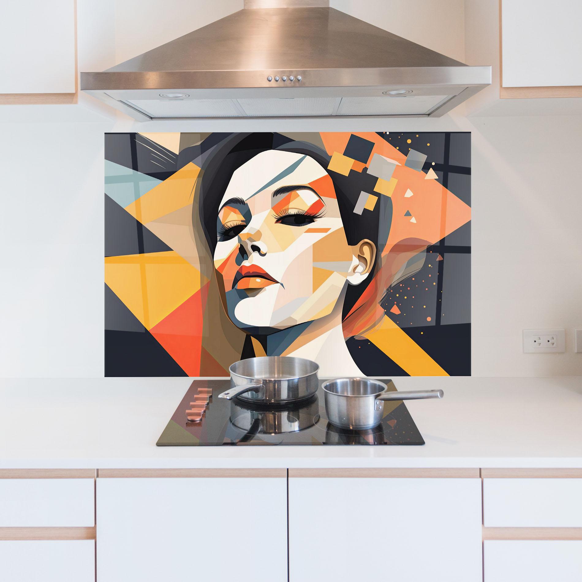 Panou Sticla Bucatarie Modern Orange Makeup mockup 5