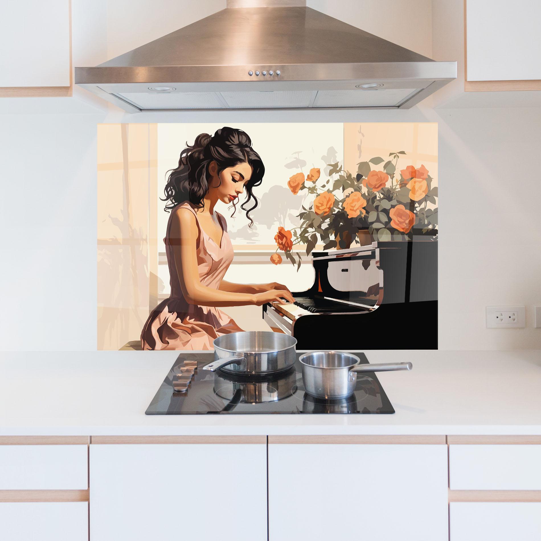 Panou Sticla Bucatarie Singer Painting mockup 5