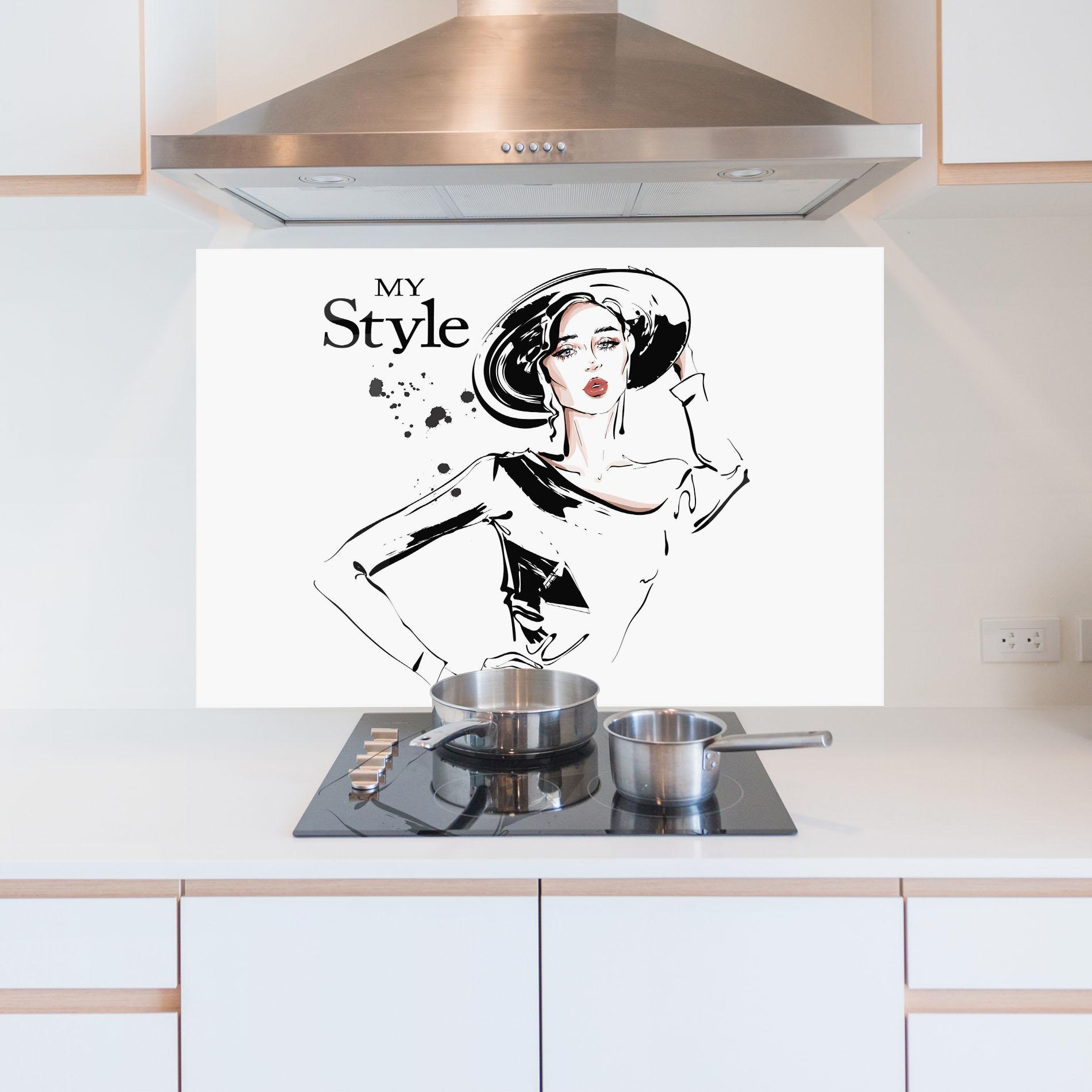 Panou Sticla Bucatarie Woman And Her Style mockup 5