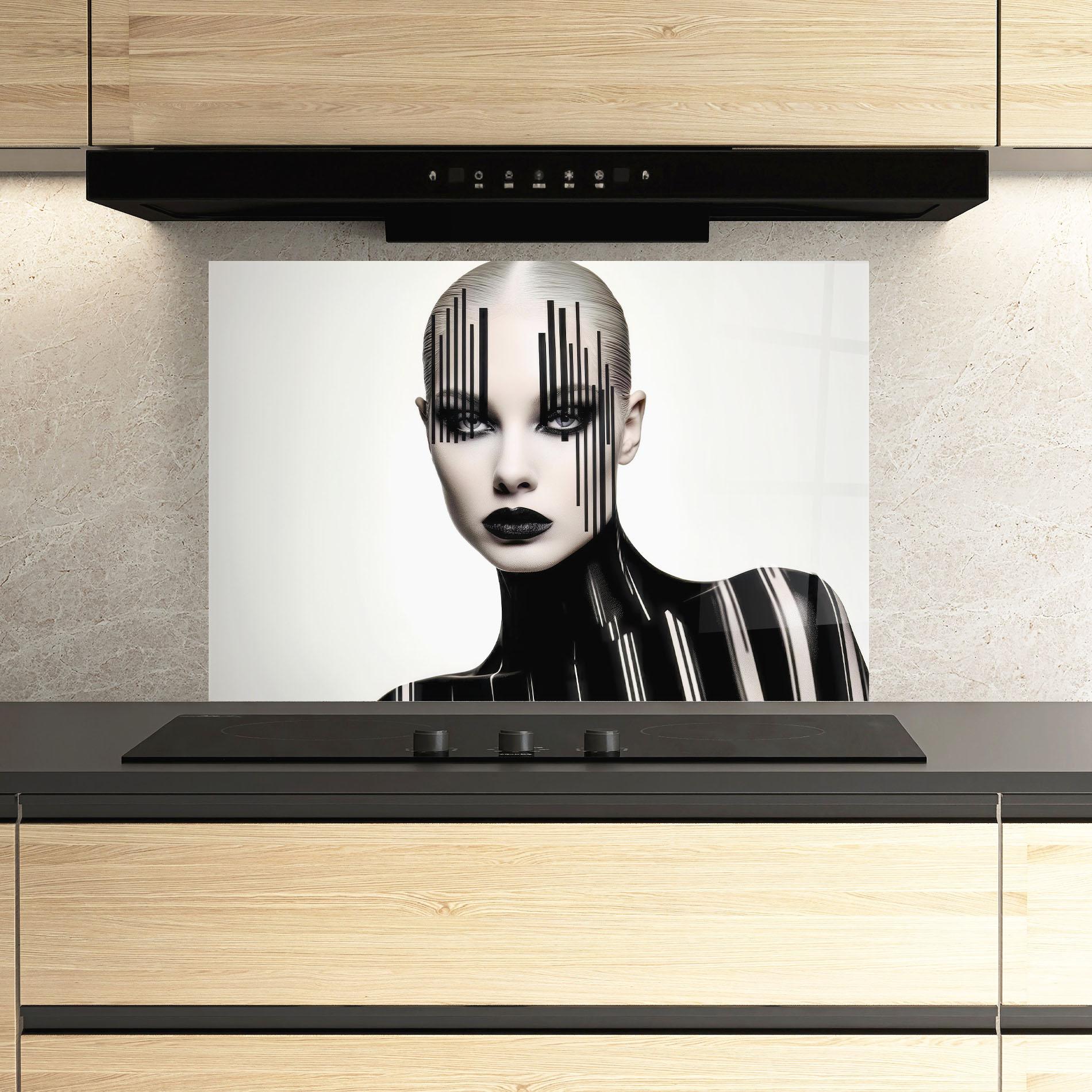 Panou Sticla Bucatarie Black Lips And Outfit mockup 3