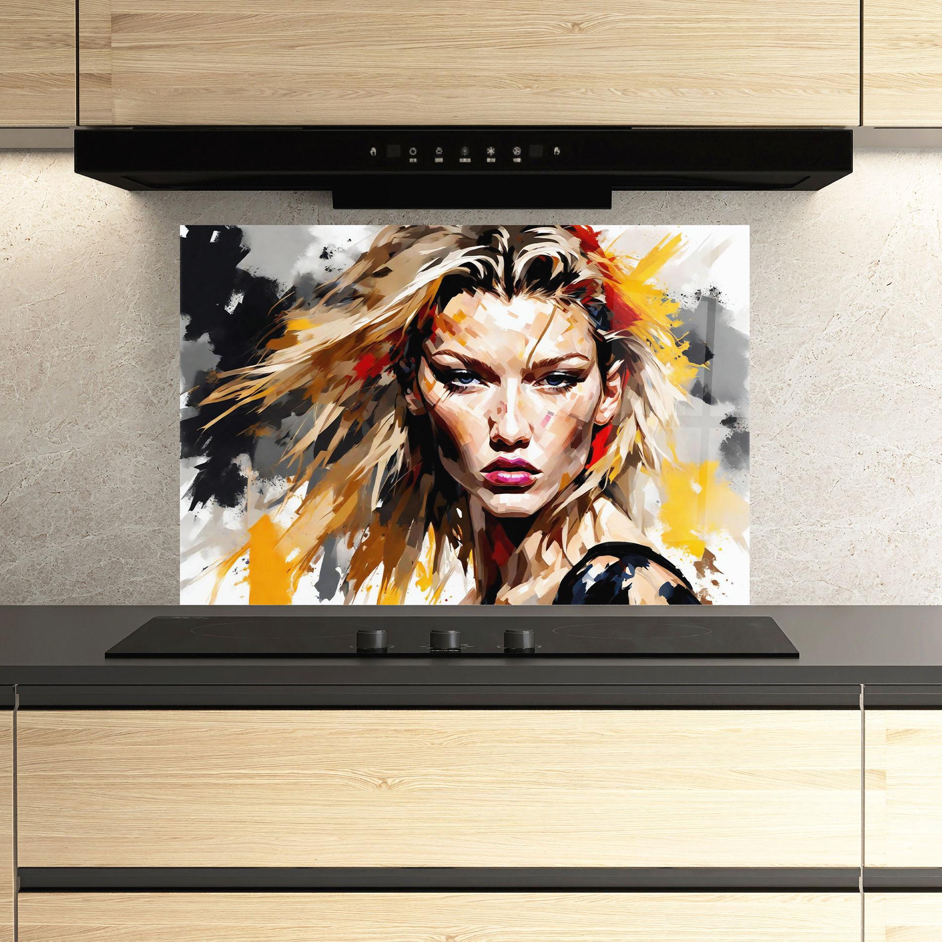 Panou Sticla Bucatarie Blond Hair Splash mockup 3