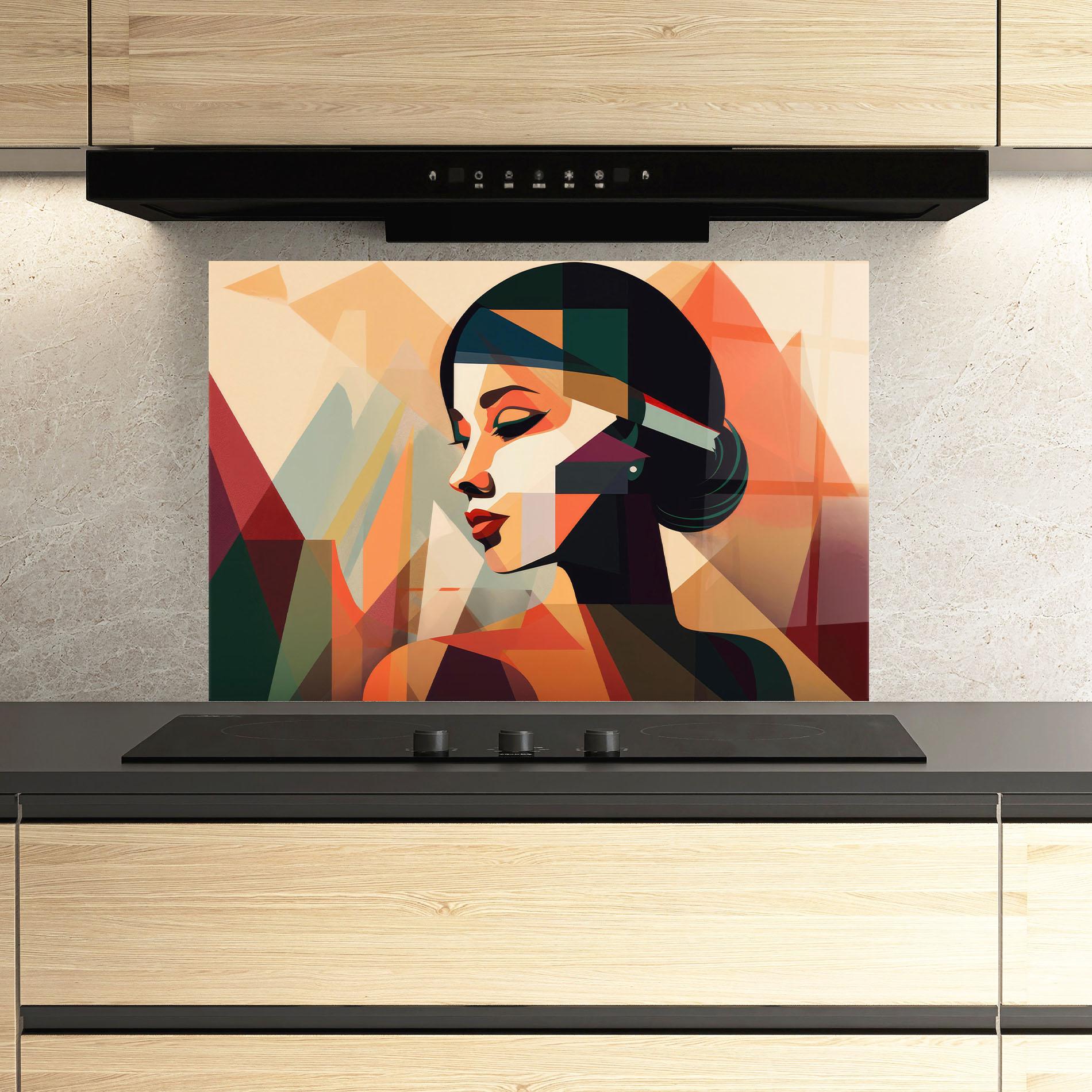 Panou Sticla Bucatarie Bold Shapes Lines mockup 3