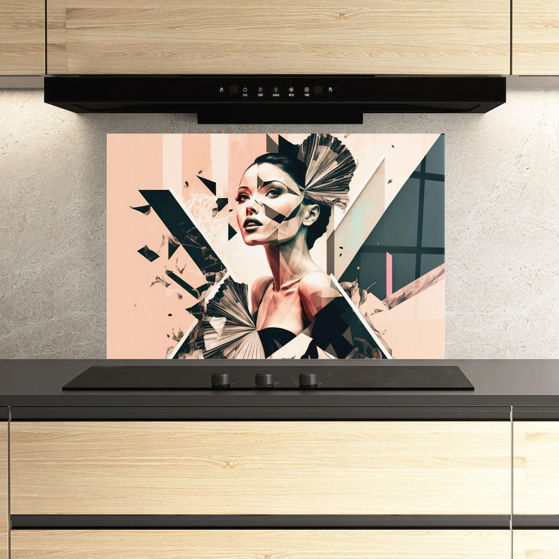 Panou Sticla Bucatarie Fashionista Design mockup 3