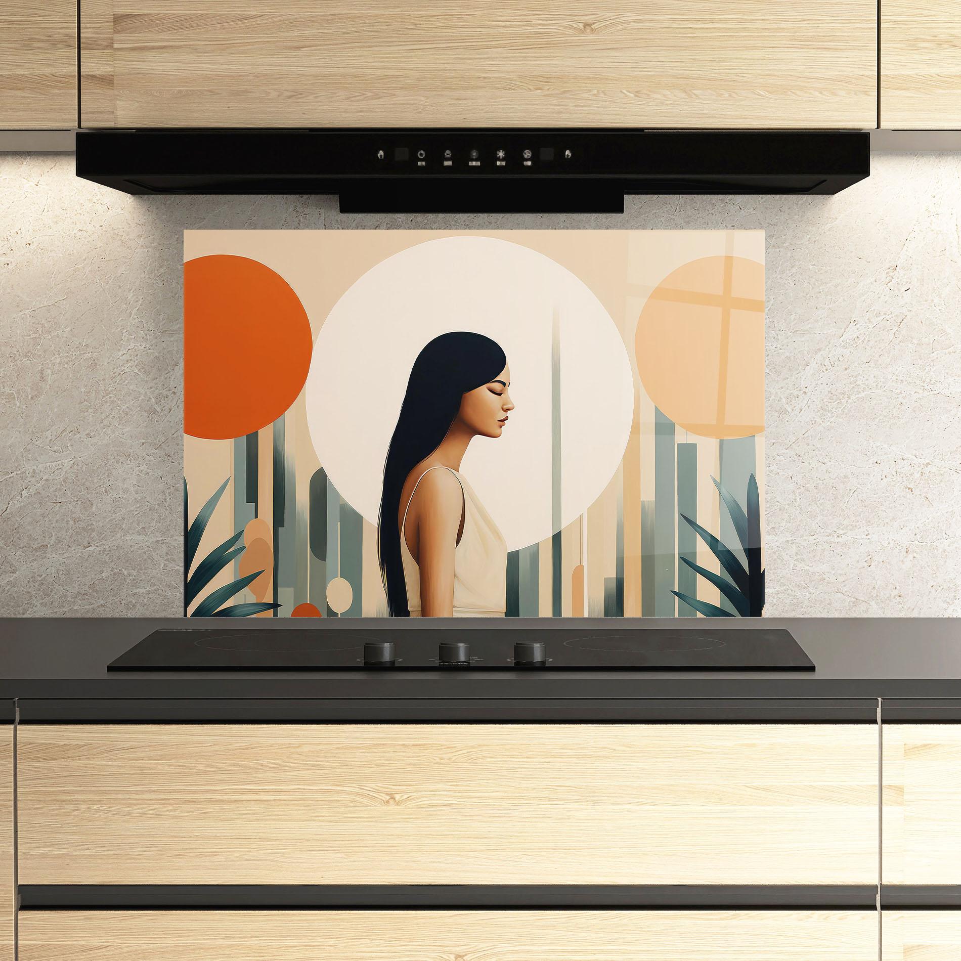 Panou Sticla Bucatarie Geometric Women mockup 3