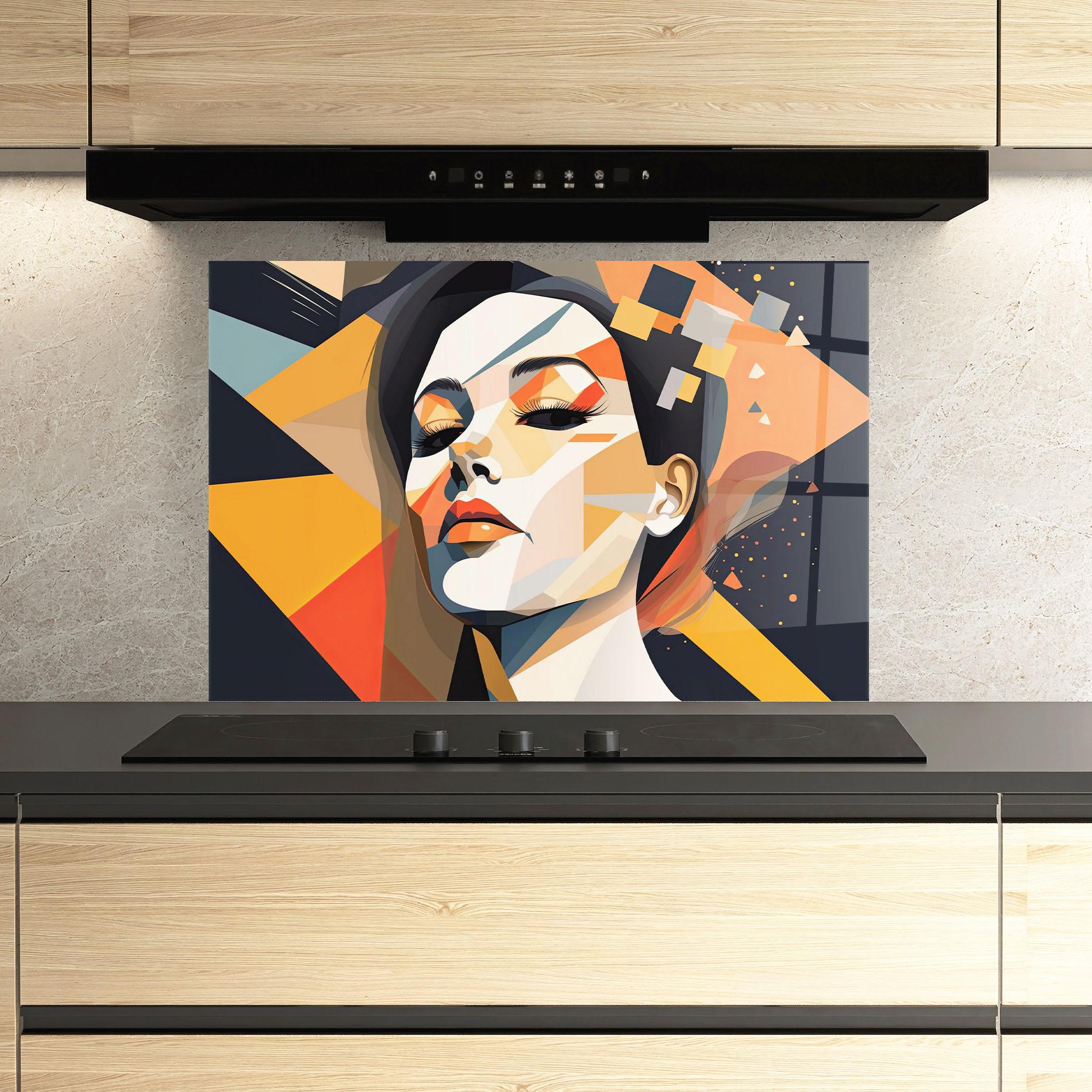 Panou Sticla Bucatarie Modern Orange Makeup mockup 3