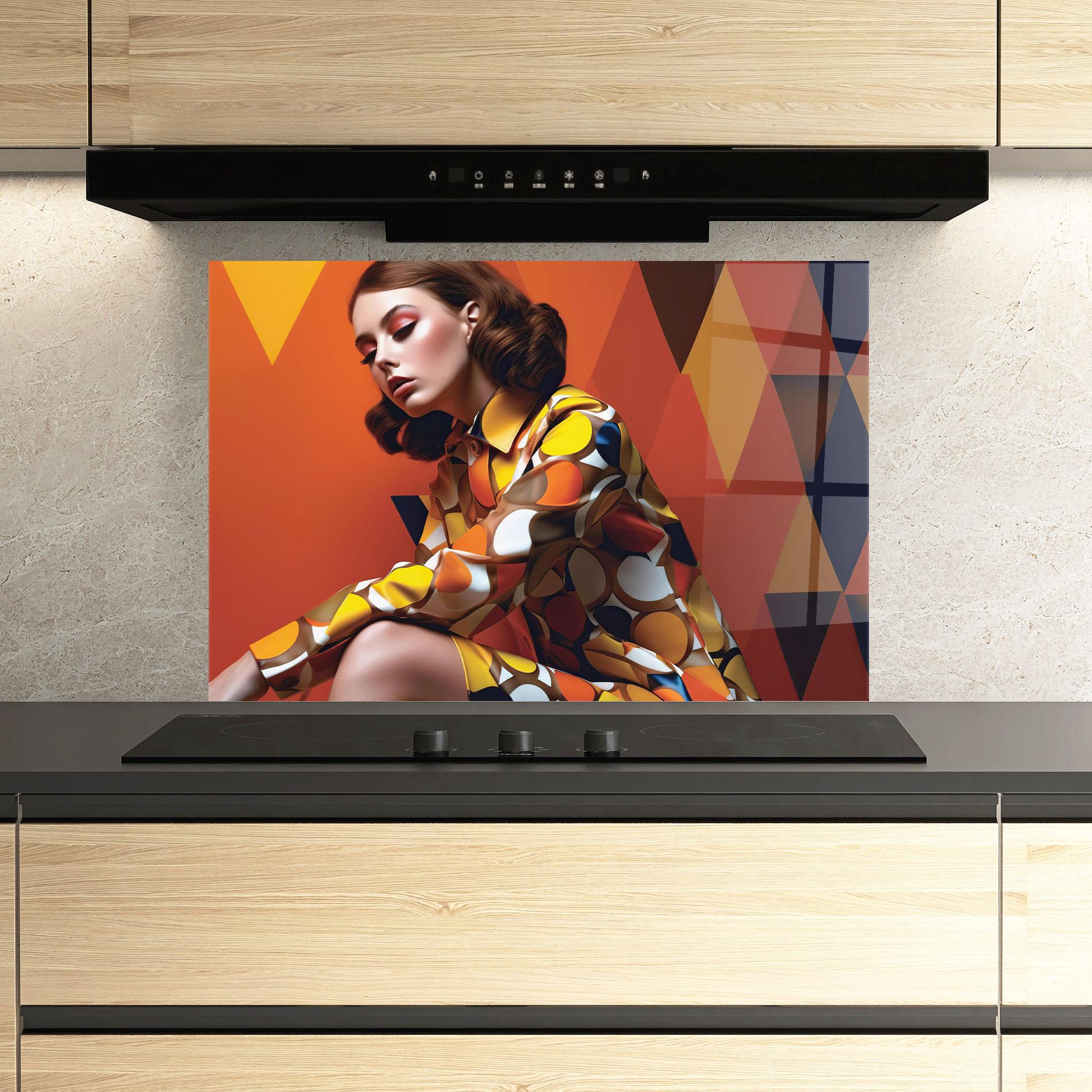 Panou Sticla Bucatarie Orange Fashion Design mockup 3