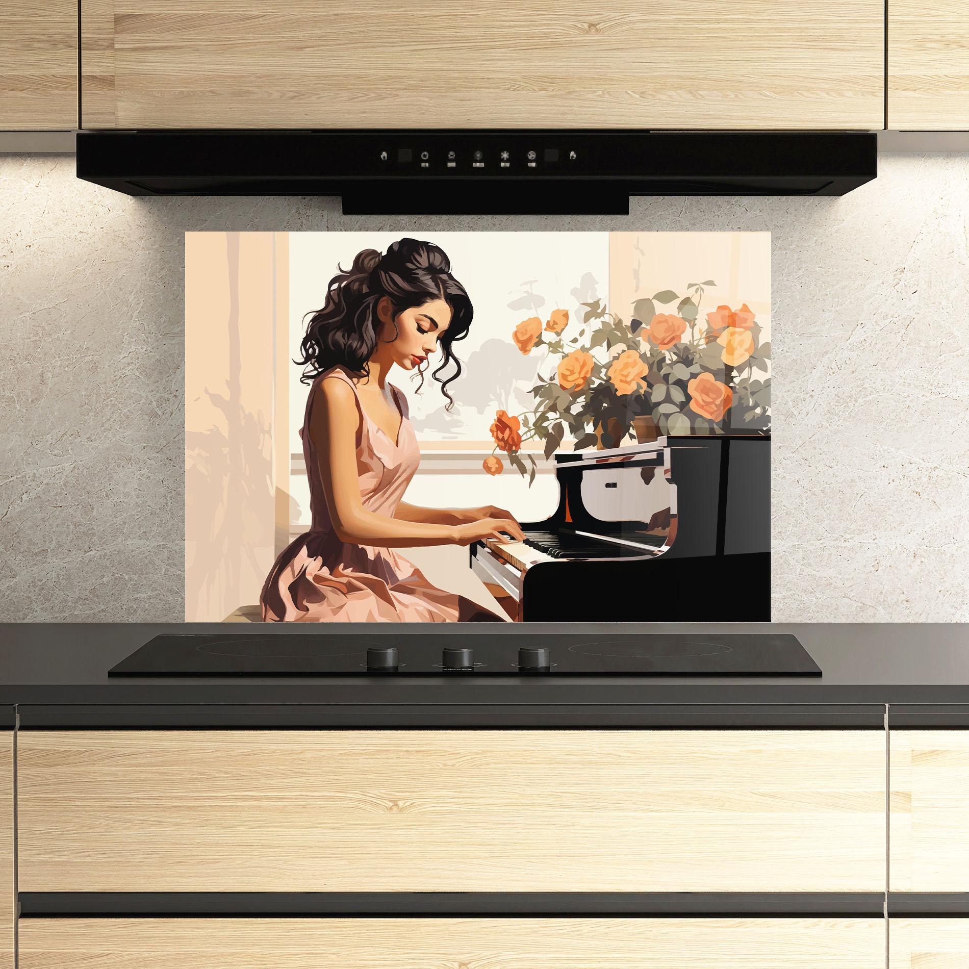 Panou Sticla Bucatarie Singer Painting mockup 3