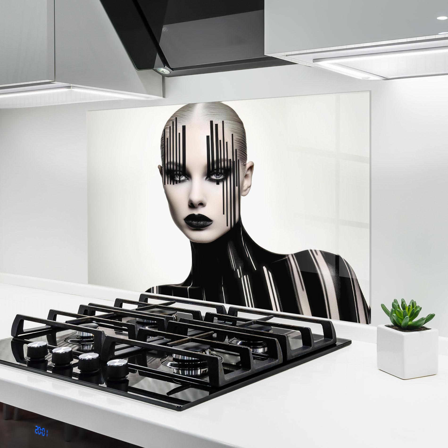 Panou Sticla Bucatarie Black Lips And Outfit mockup 6