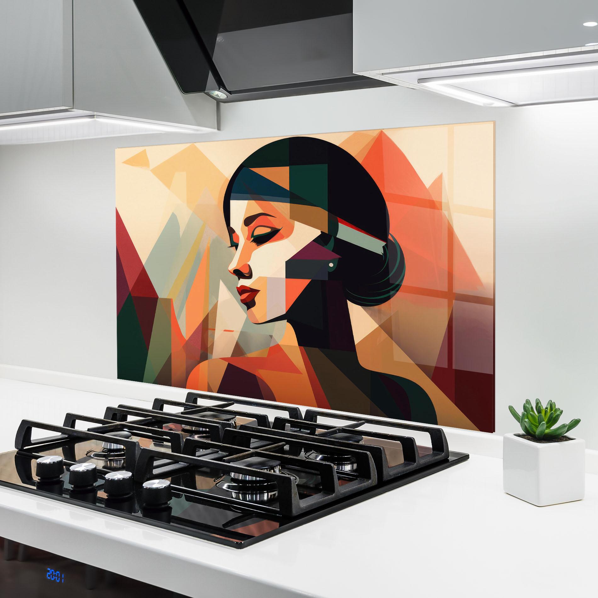 Panou Sticla Bucatarie Bold Shapes Lines mockup 6