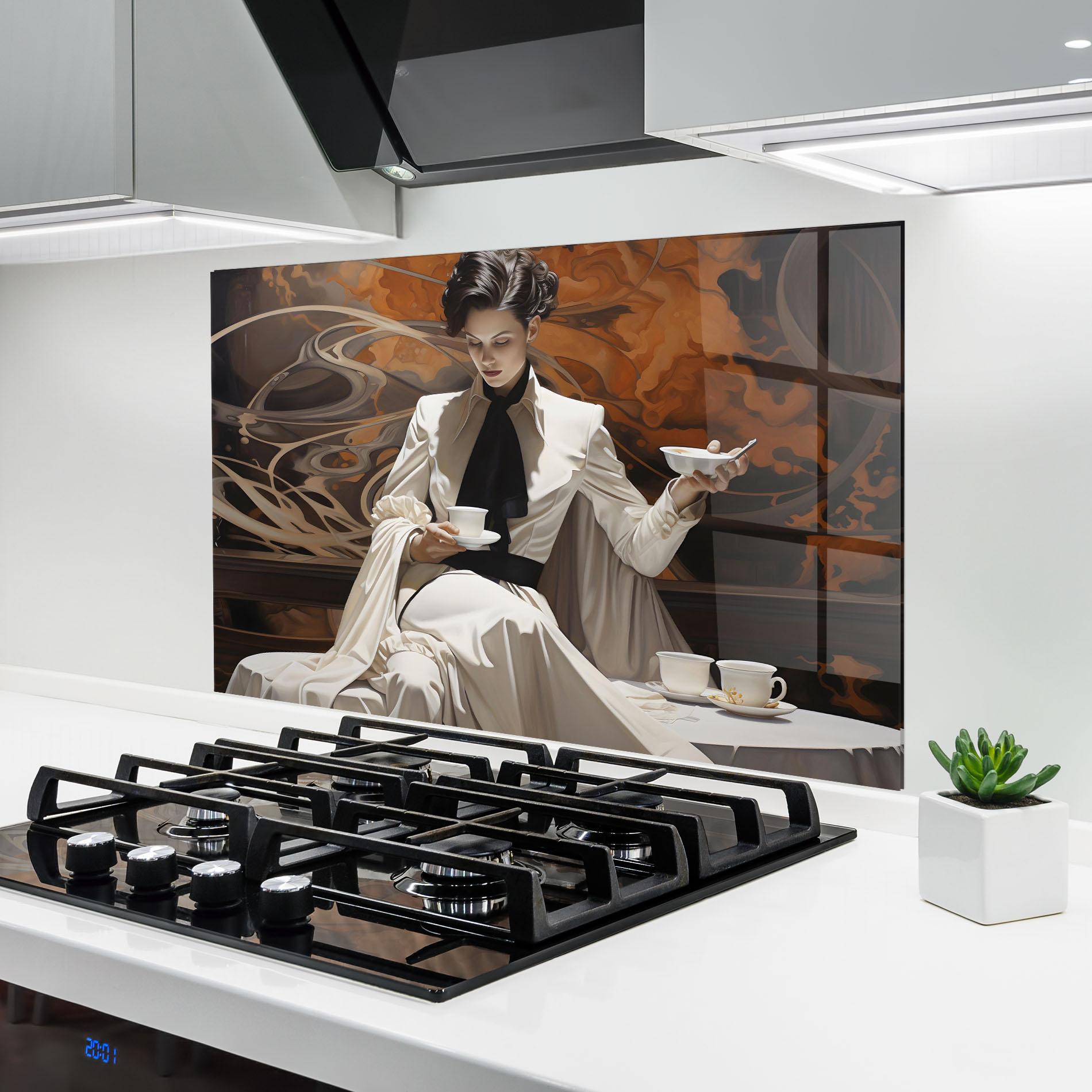 Panou Sticla Bucatarie Coffee Woman mockup 6