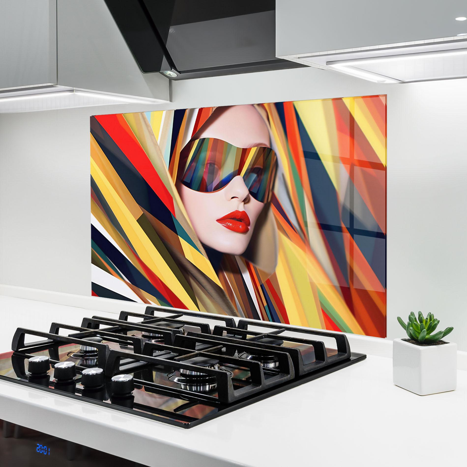 Panou Sticla Bucatarie Colorful Sunglasses mockup 6