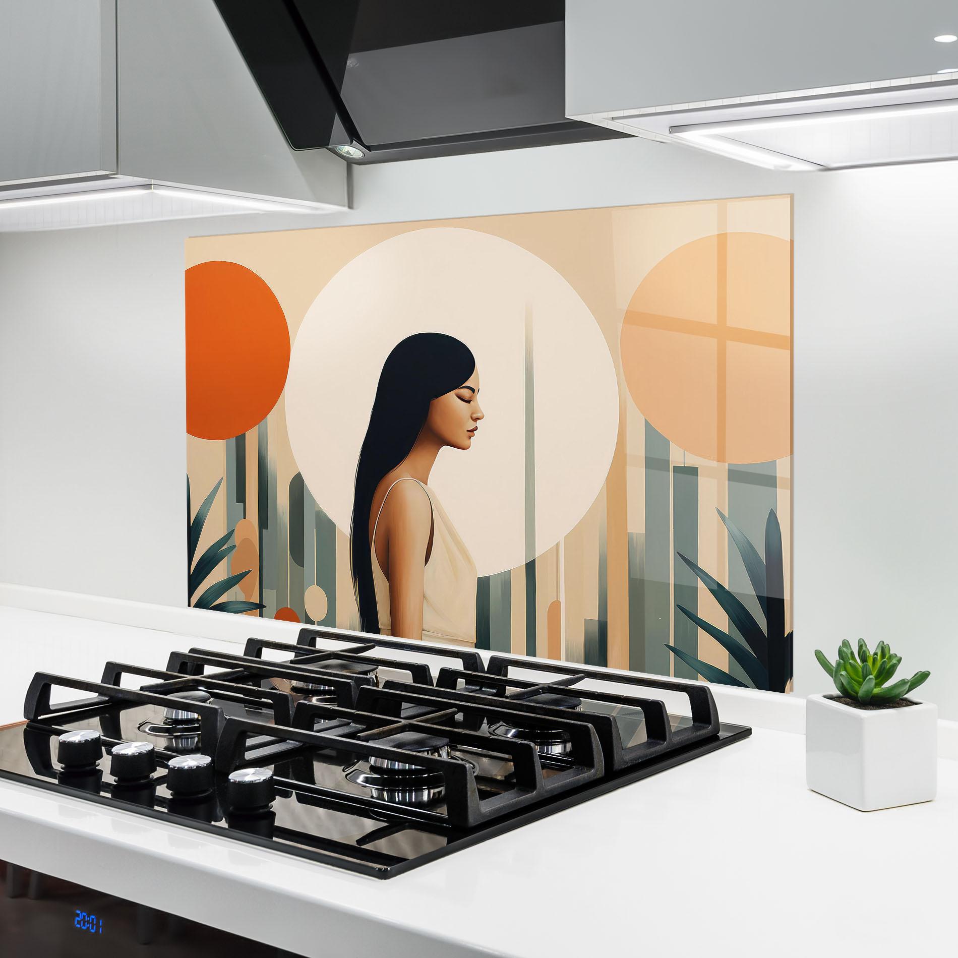 Panou Sticla Bucatarie Geometric Women mockup 6