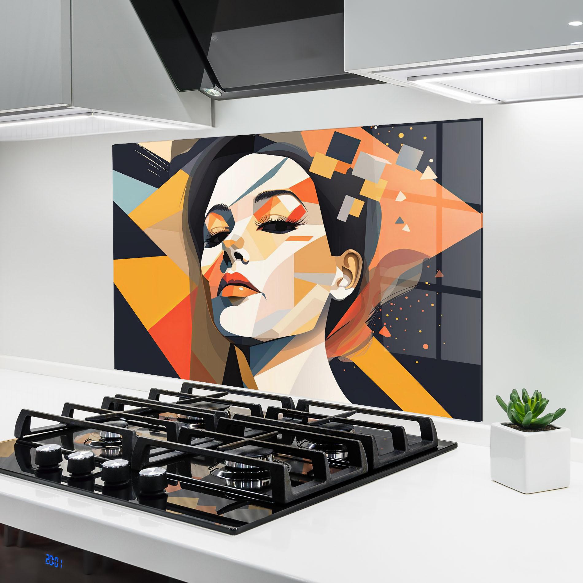 Panou Sticla Bucatarie Modern Orange Makeup mockup 6