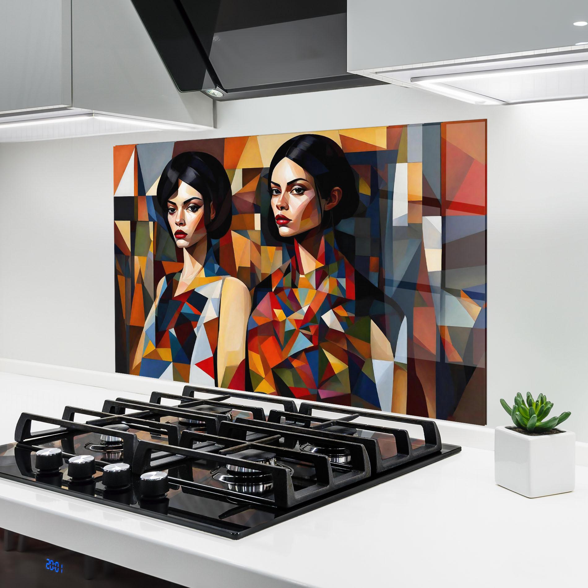 Panou Sticla Bucatarie Young Abstract Women mockup 6