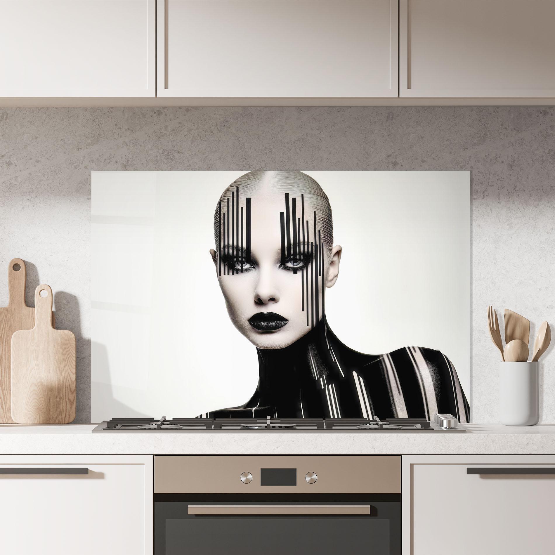 Panou Sticla Bucatarie Black Lips And Outfit mockup 7