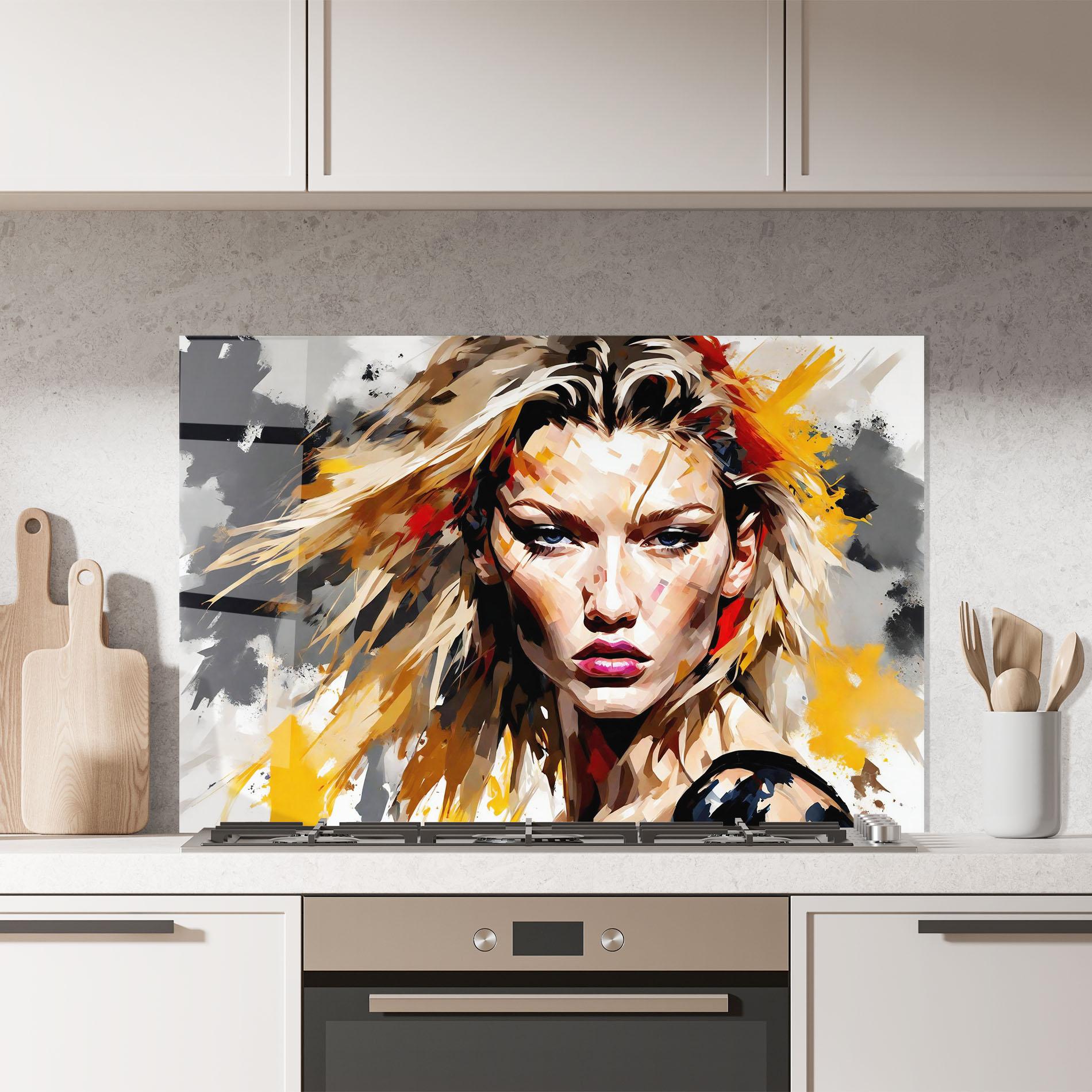 Panou Sticla Bucatarie Blond Hair Splash mockup 7