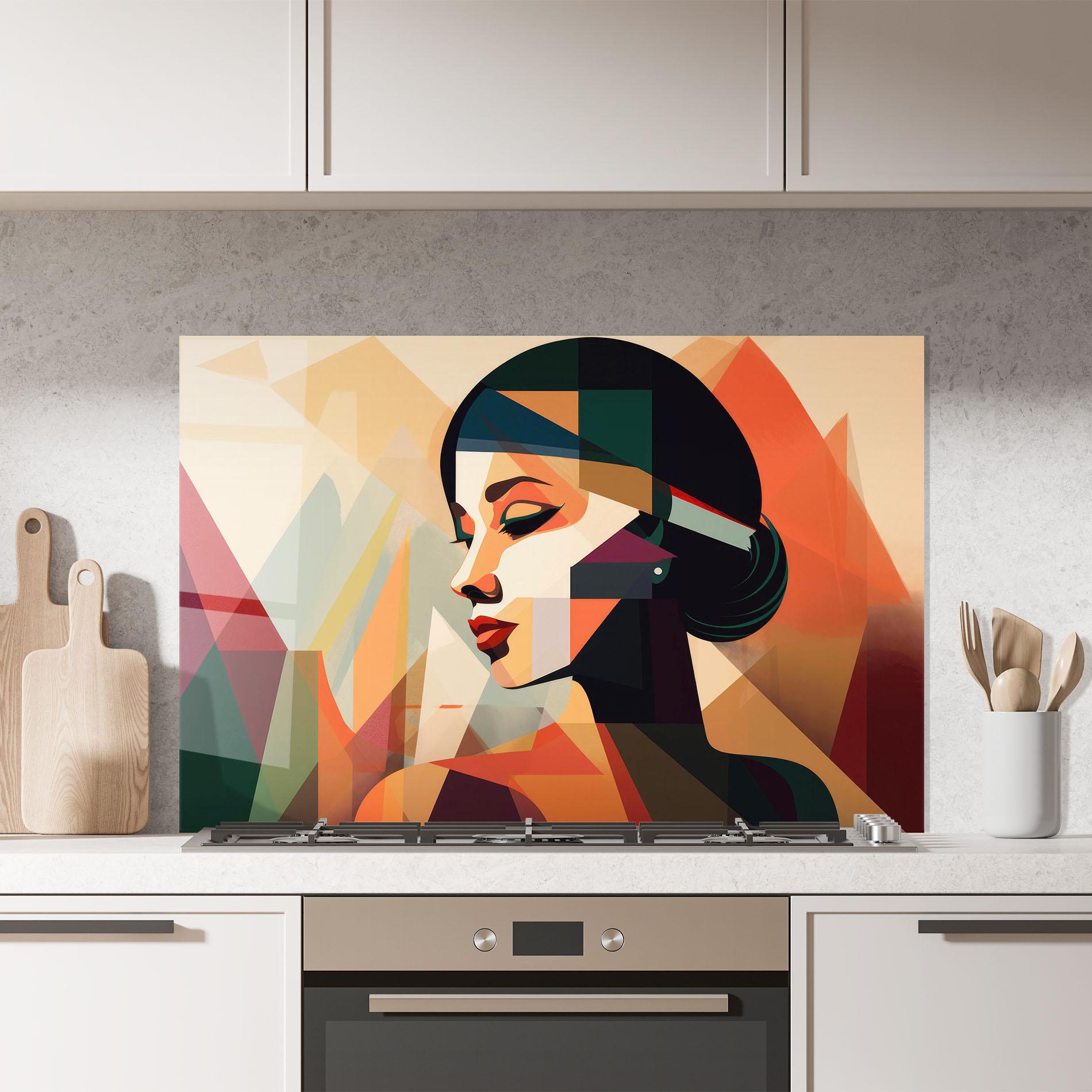 Panou Sticla Bucatarie Bold Shapes Lines mockup 7