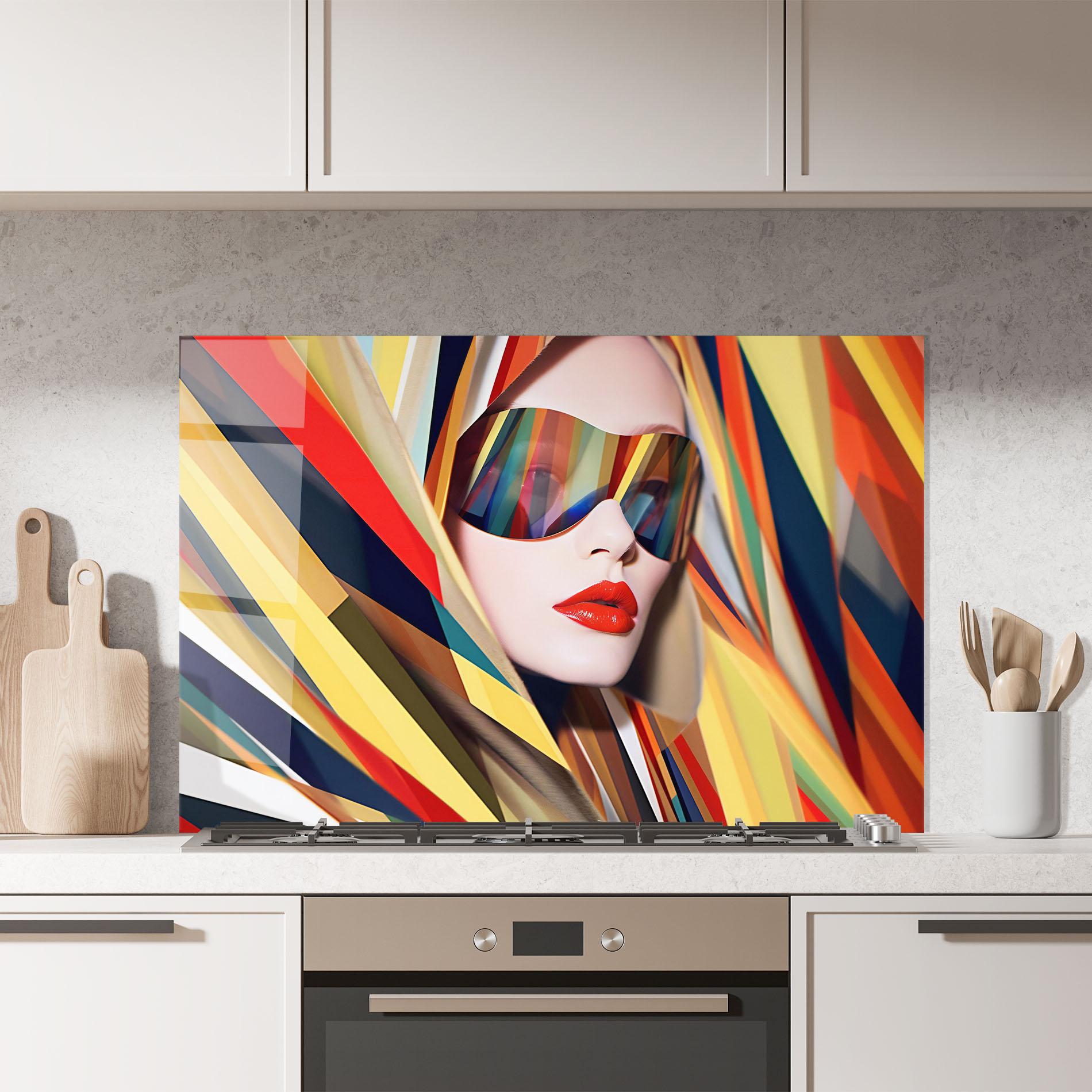 Panou Sticla Bucatarie Colorful Sunglasses mockup 7