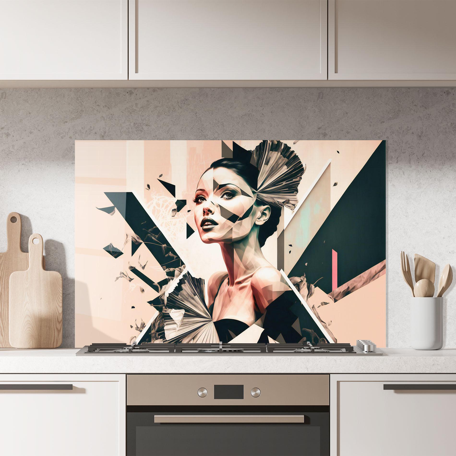 Panou Sticla Bucatarie Fashionista Design mockup 7