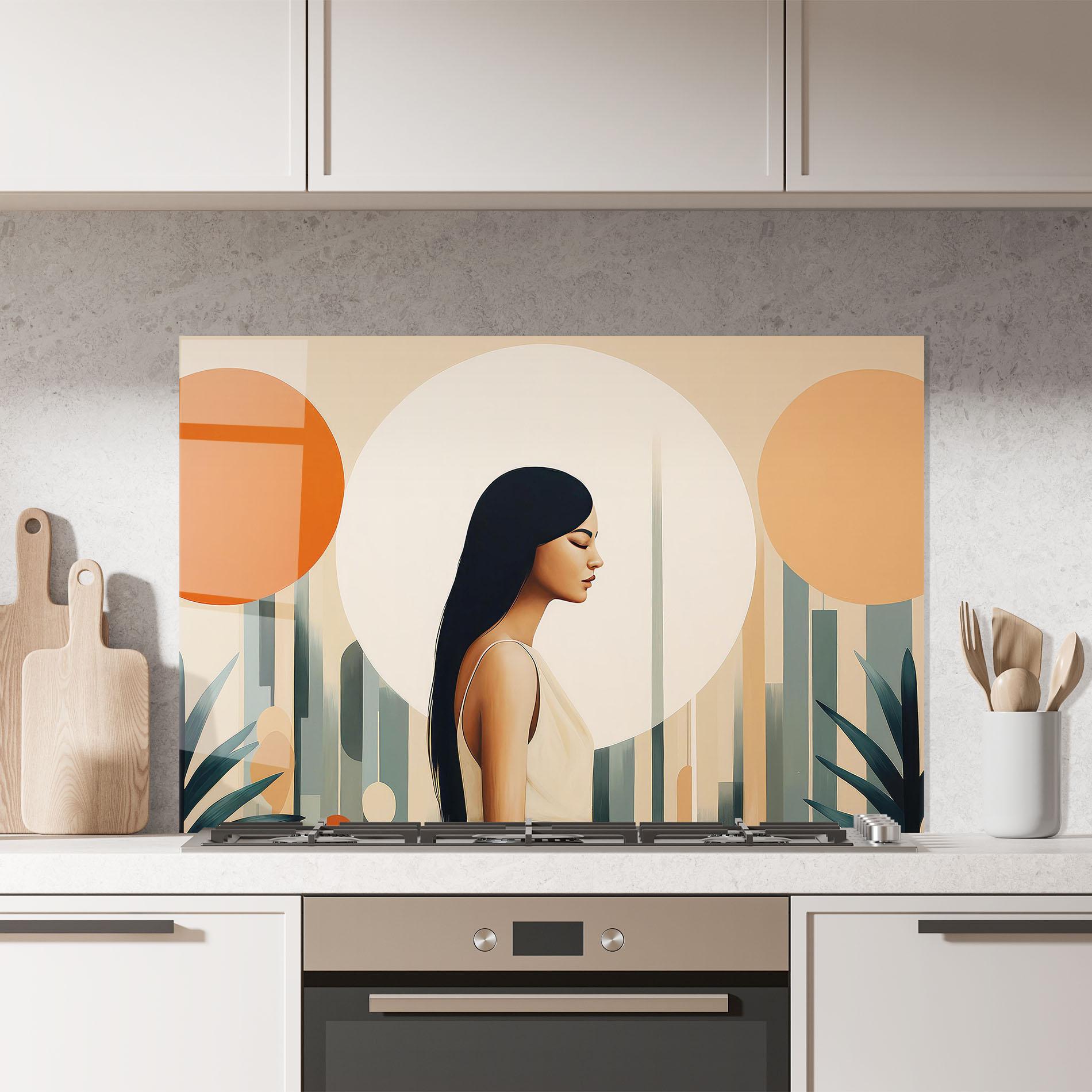 Panou Sticla Bucatarie Geometric Women mockup 7