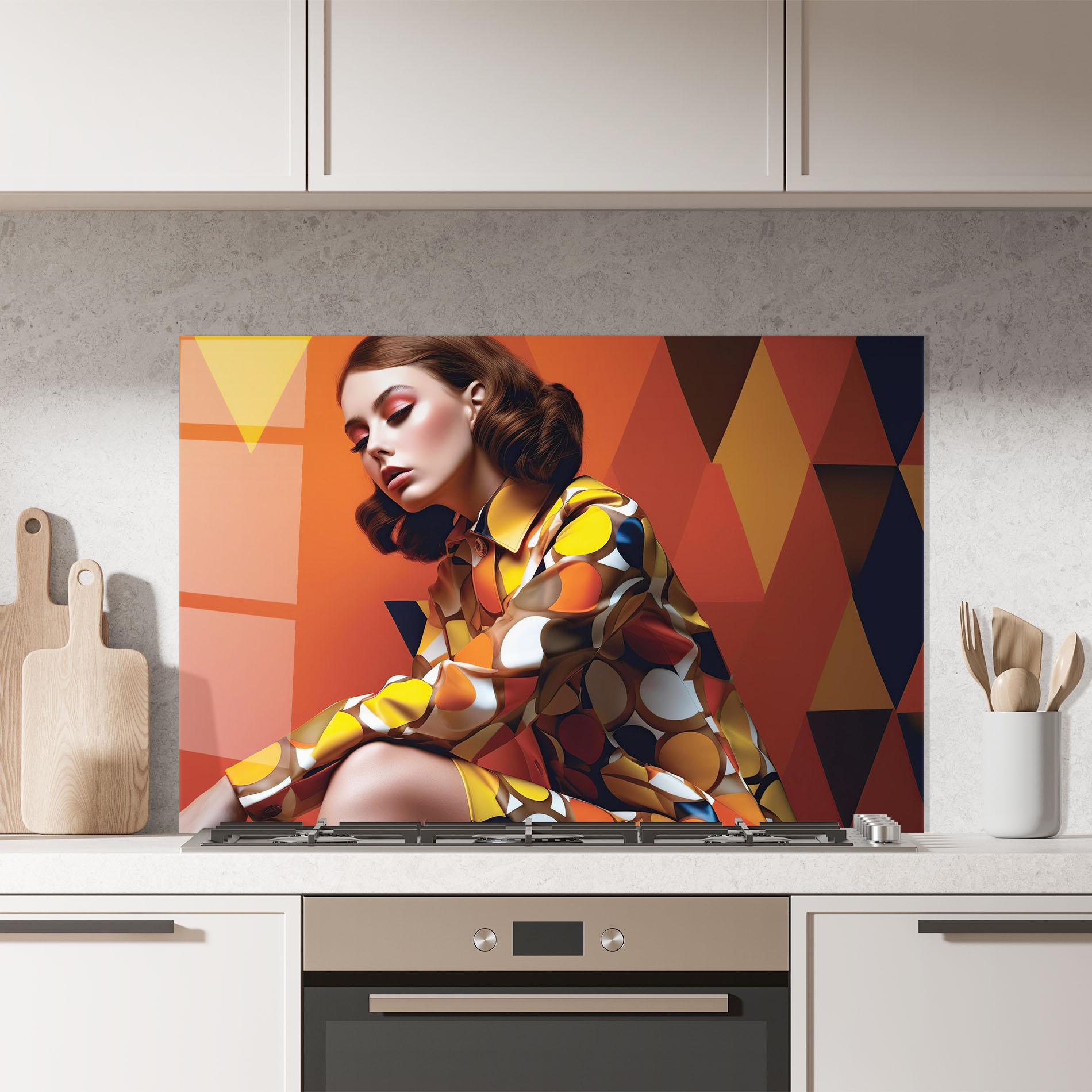 Panou Sticla Bucatarie Orange Fashion Design mockup 7