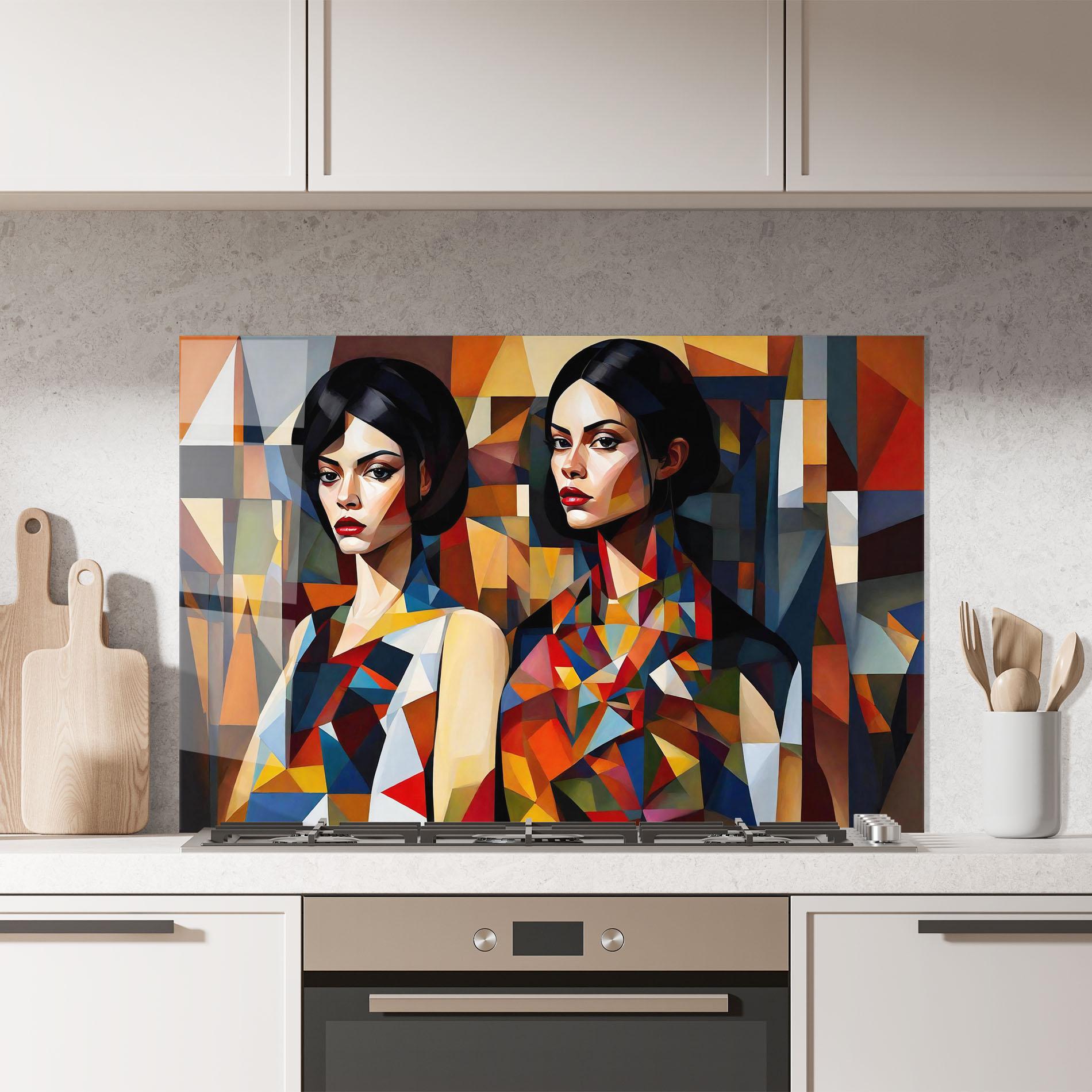 Panou Sticla Bucatarie Young Abstract Women mockup 7